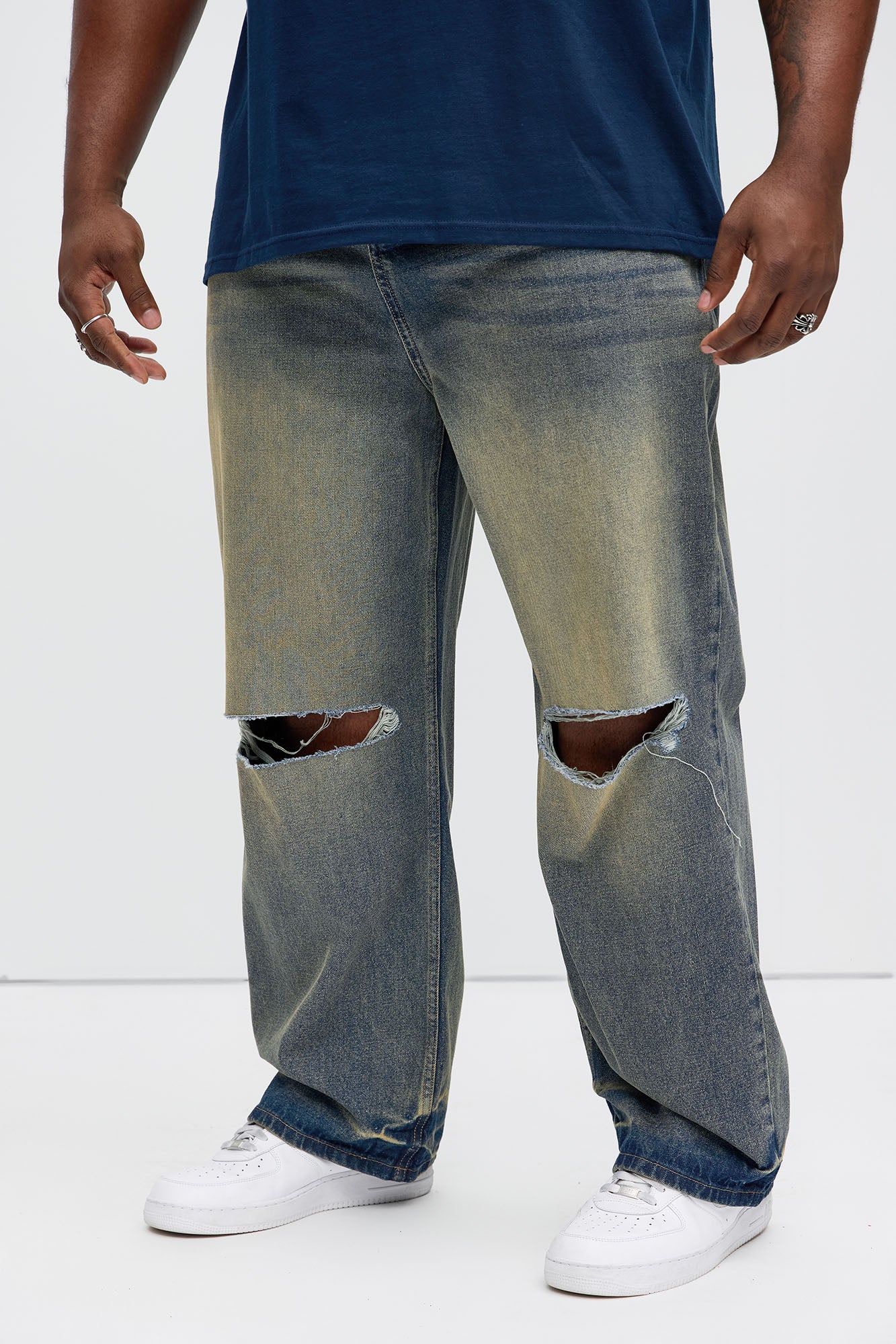 James Distressed Vintage Baggy Jeans - Vintage Blue Wash - Image 6
