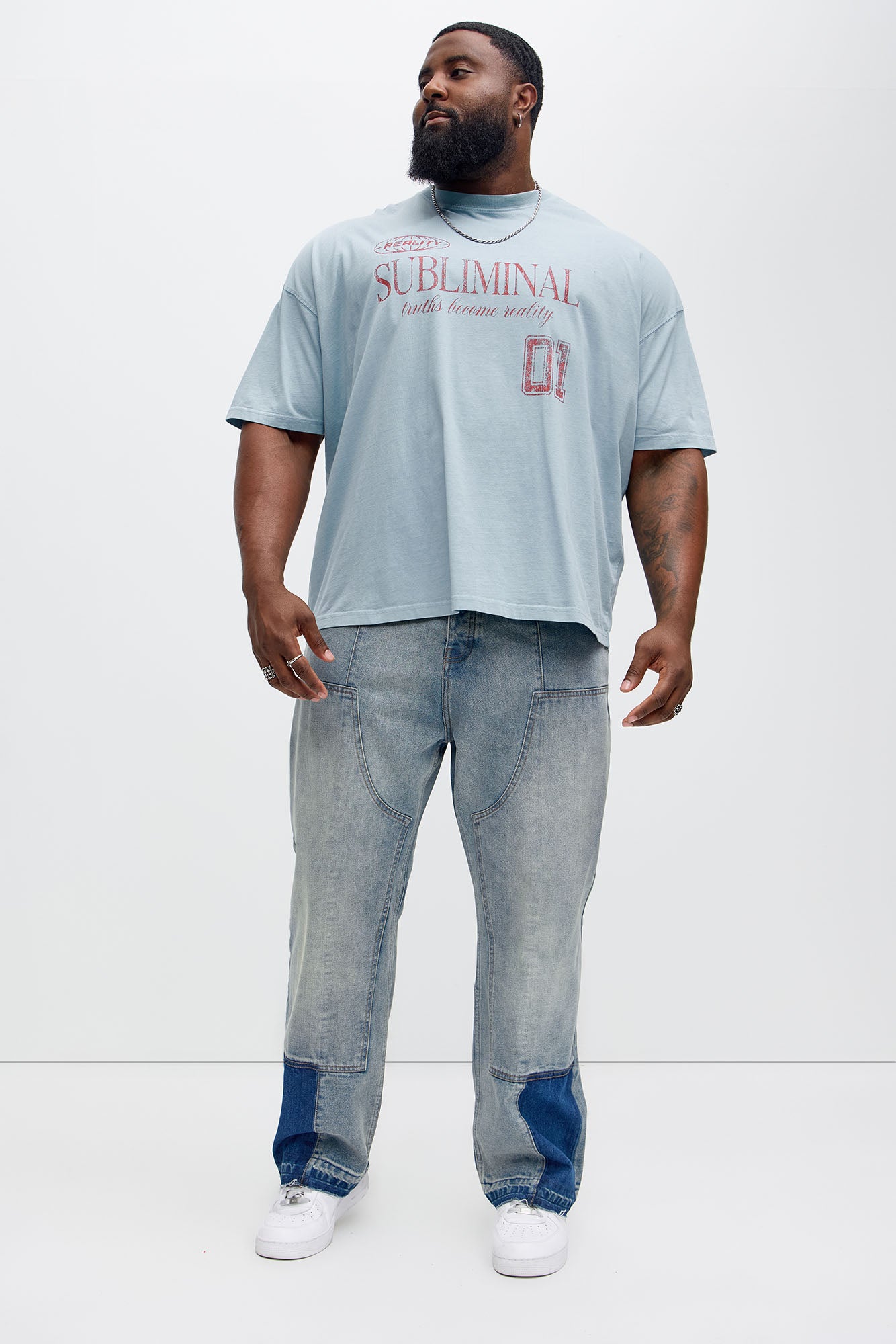 Reality Subliminal Oversized Short Sleeve Tee - Light Blue - Image 5