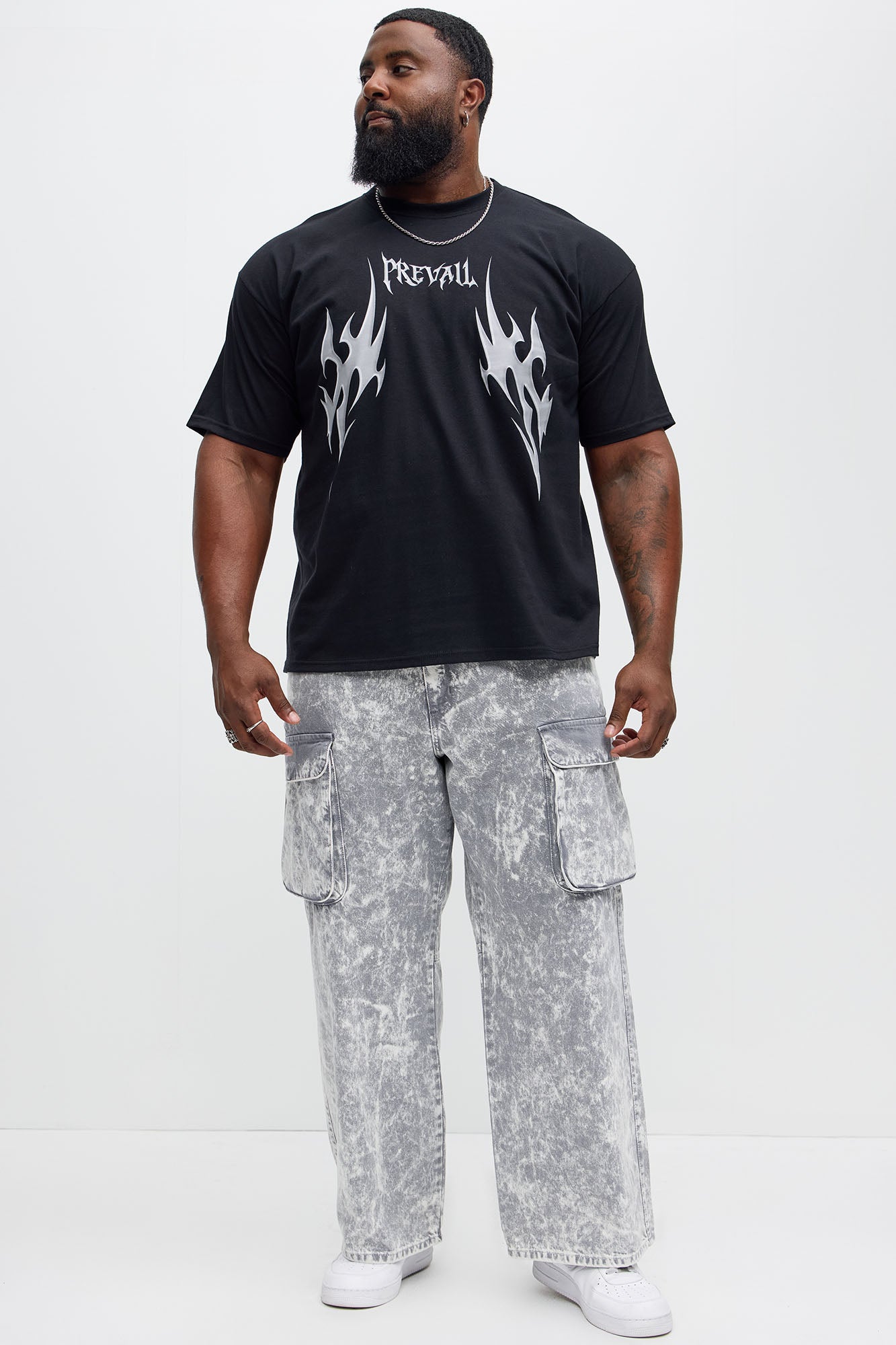 Baggy Clover Cargo Jeans - Grey - Image 7