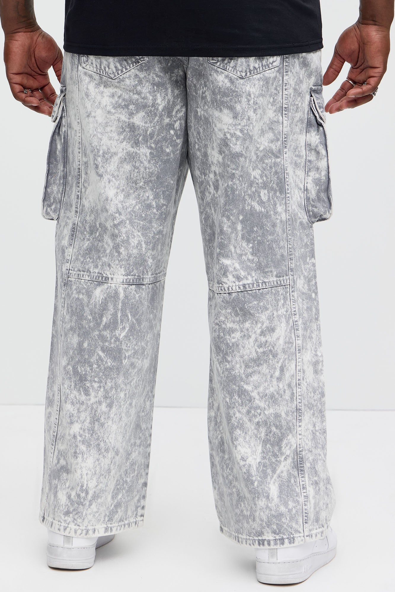 Baggy Clover Cargo Jeans - Grey - Image 9
