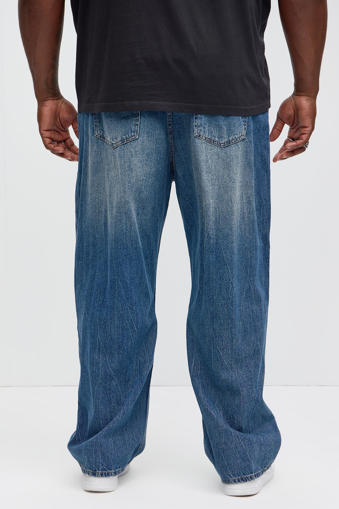 Luke Distressed Baggy Jeans - Medium Blue Wash - Image 9