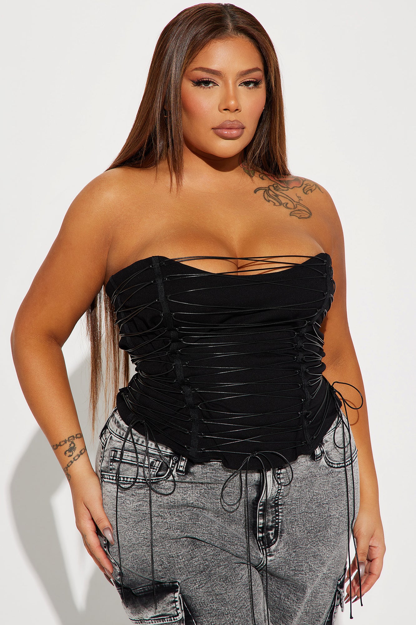 Hot List Strappy Corset top - Black - Image 4