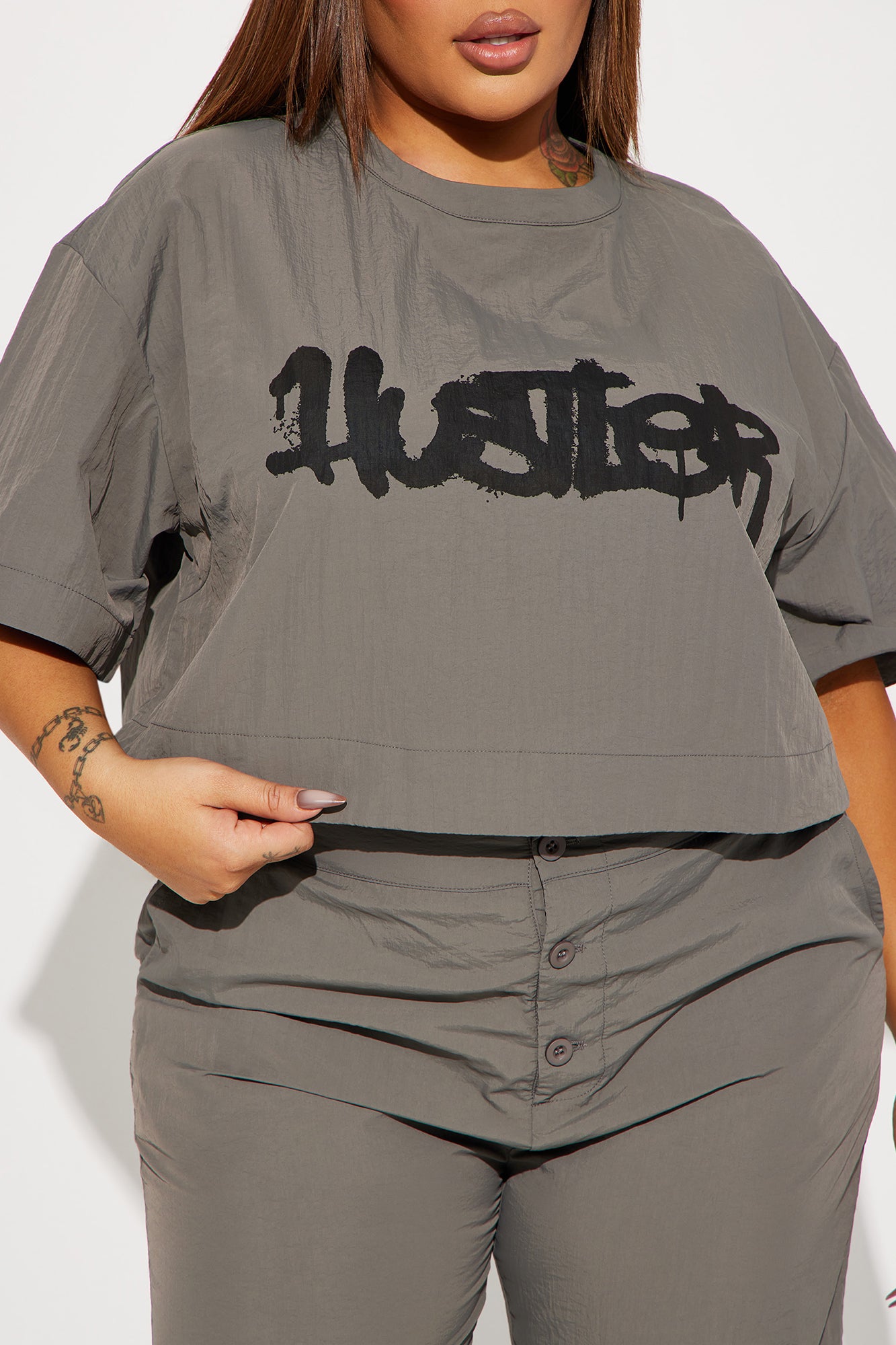 Time To Hustle Windbreaker Pant Set - Grey - Image 6