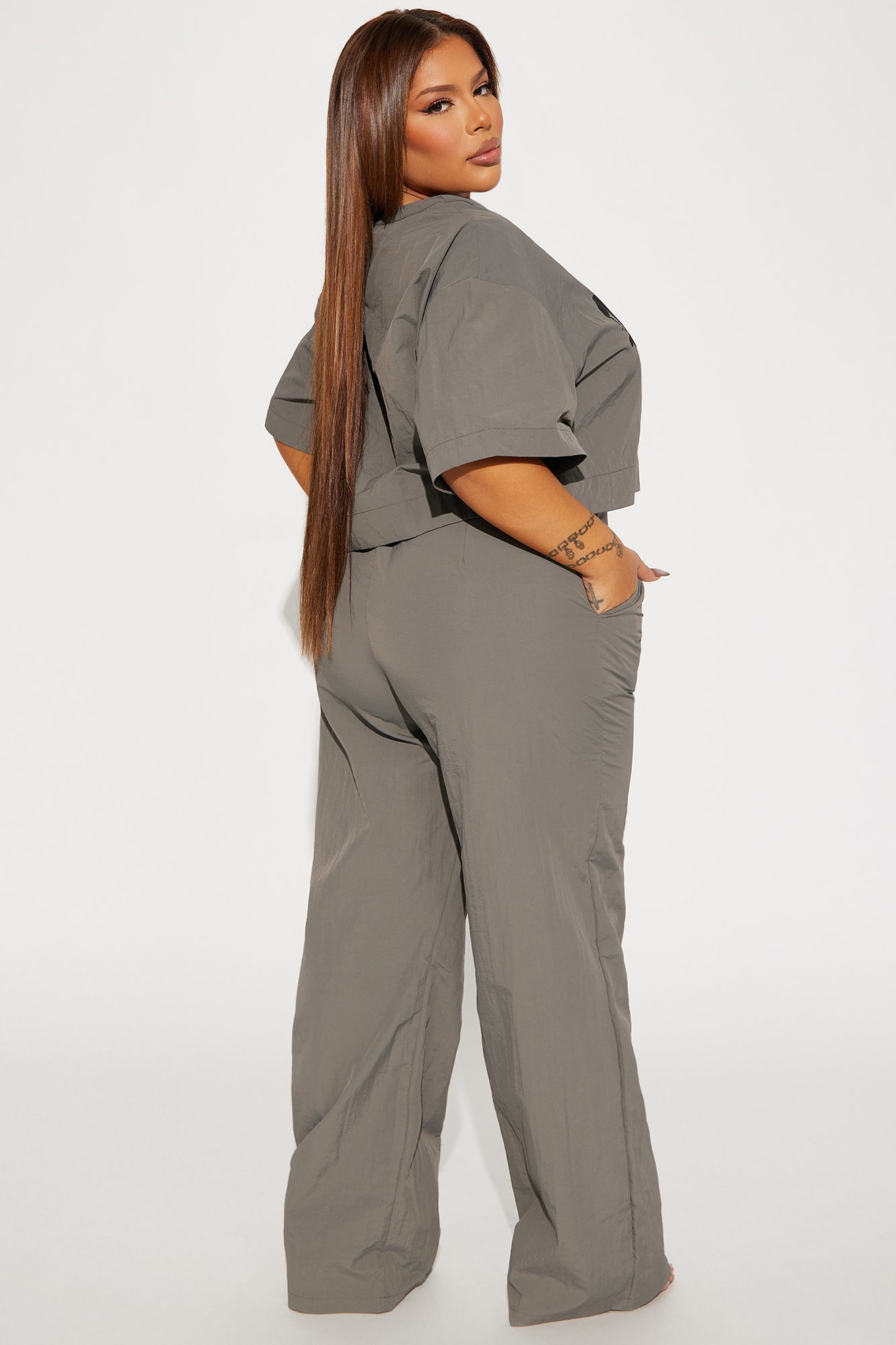 Time To Hustle Windbreaker Pant Set - Grey - Image 8