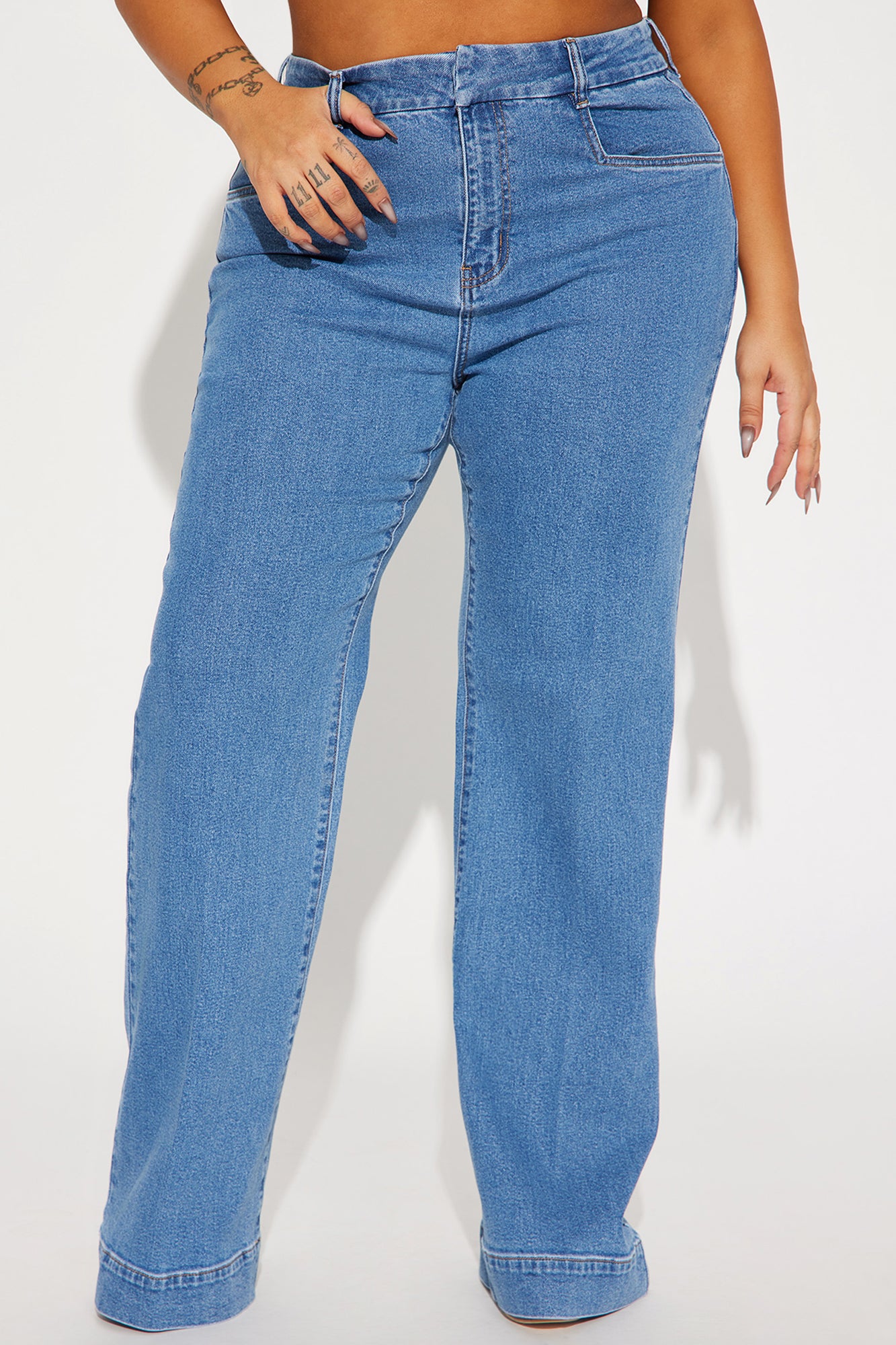 Western Showdown Trouser Flare Jeans - Medium Wash - Image 4
