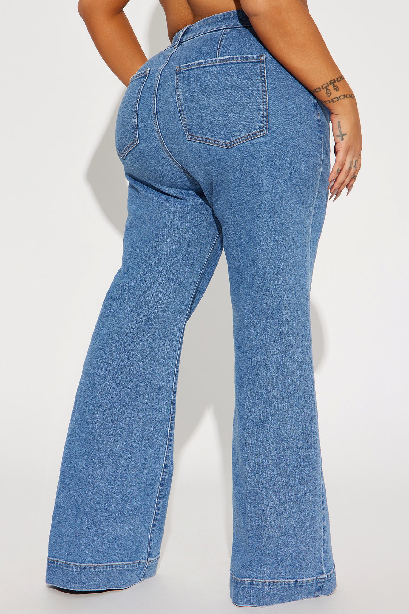 Western Showdown Trouser Flare Jeans - Medium Wash - Image 6