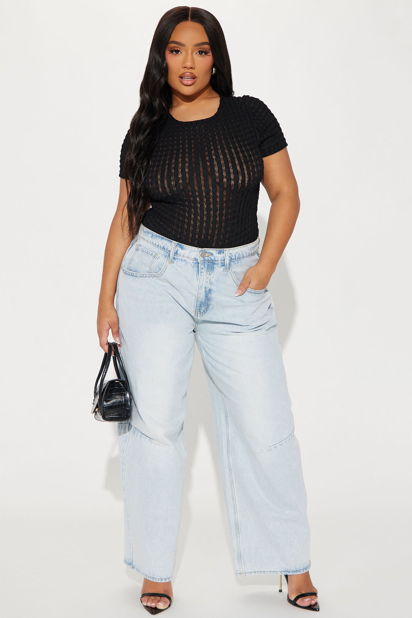 Tiana Textured Bodysuit - Black - Image 6