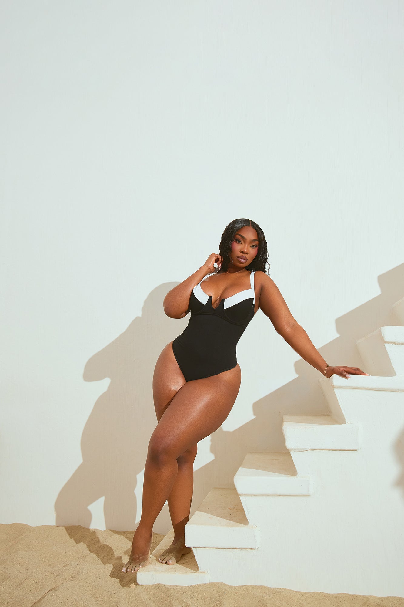 Pools In Paris Underwire 1 Piece Swimsuit - Black/White - Image 6