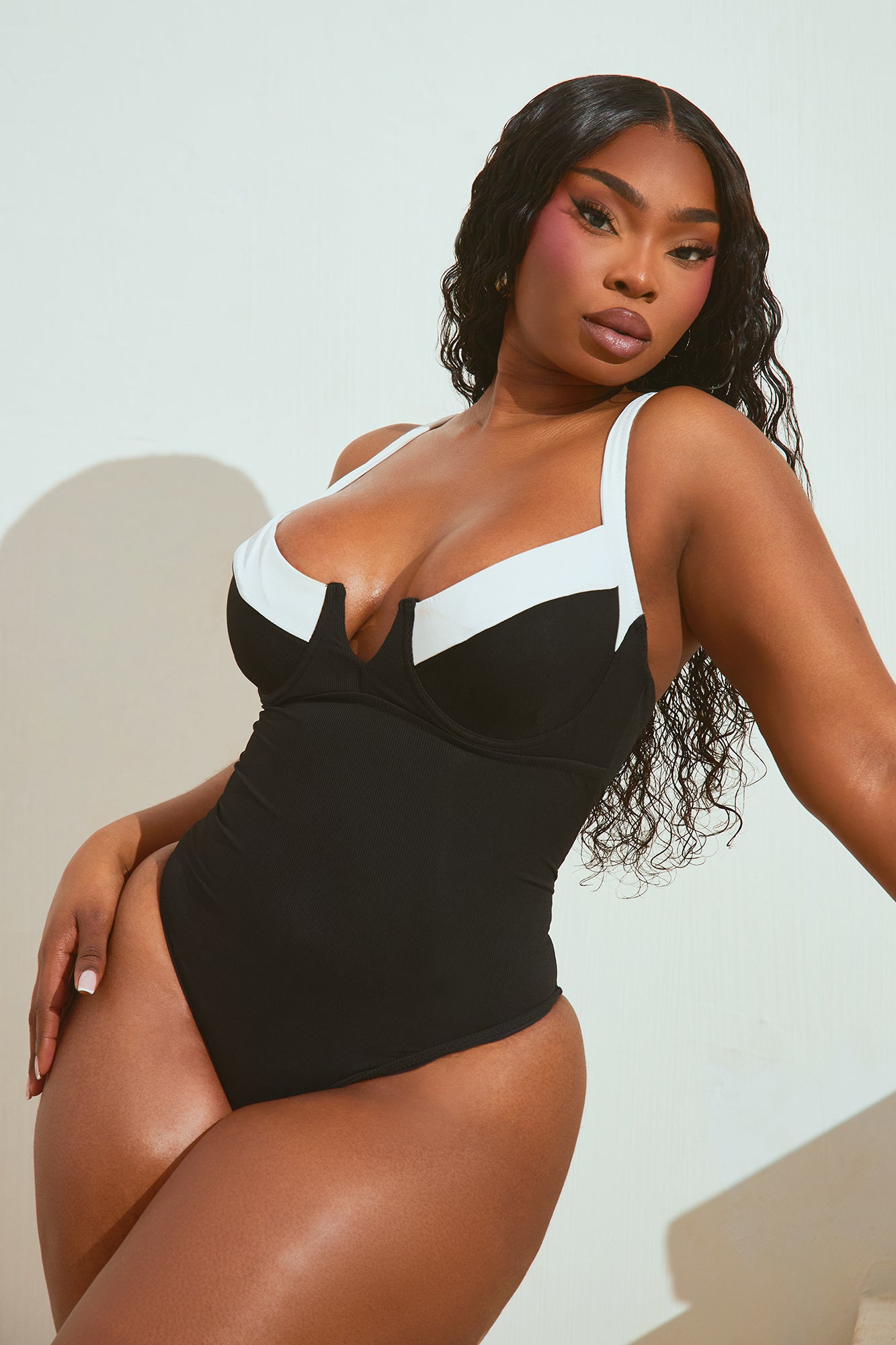 Pools In Paris Underwire 1 Piece Swimsuit - Black/White - Image 5