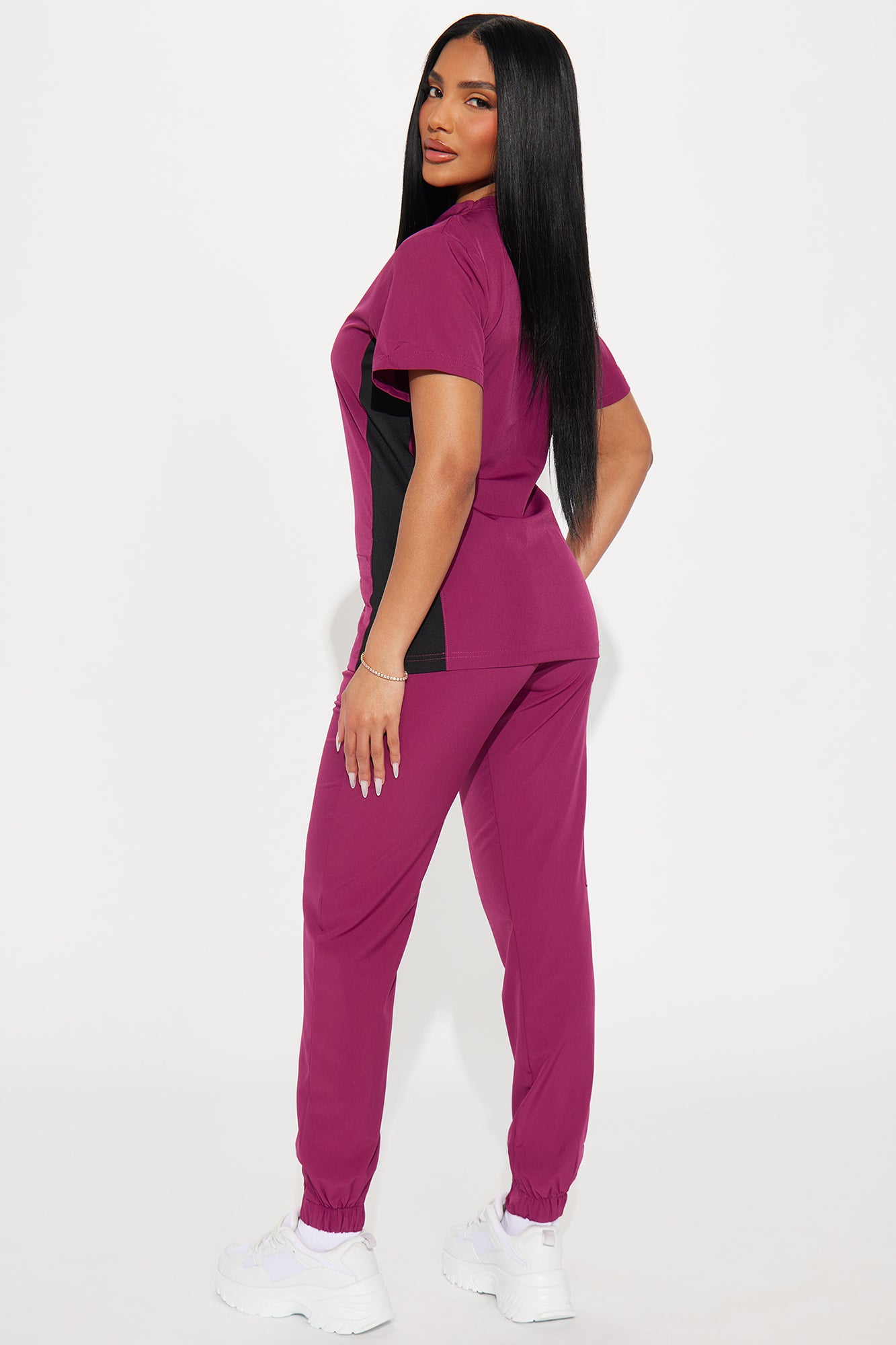 Get Better 4 Way Stretch Scrub Uniform Jogger Set - Burgundy - Image 3