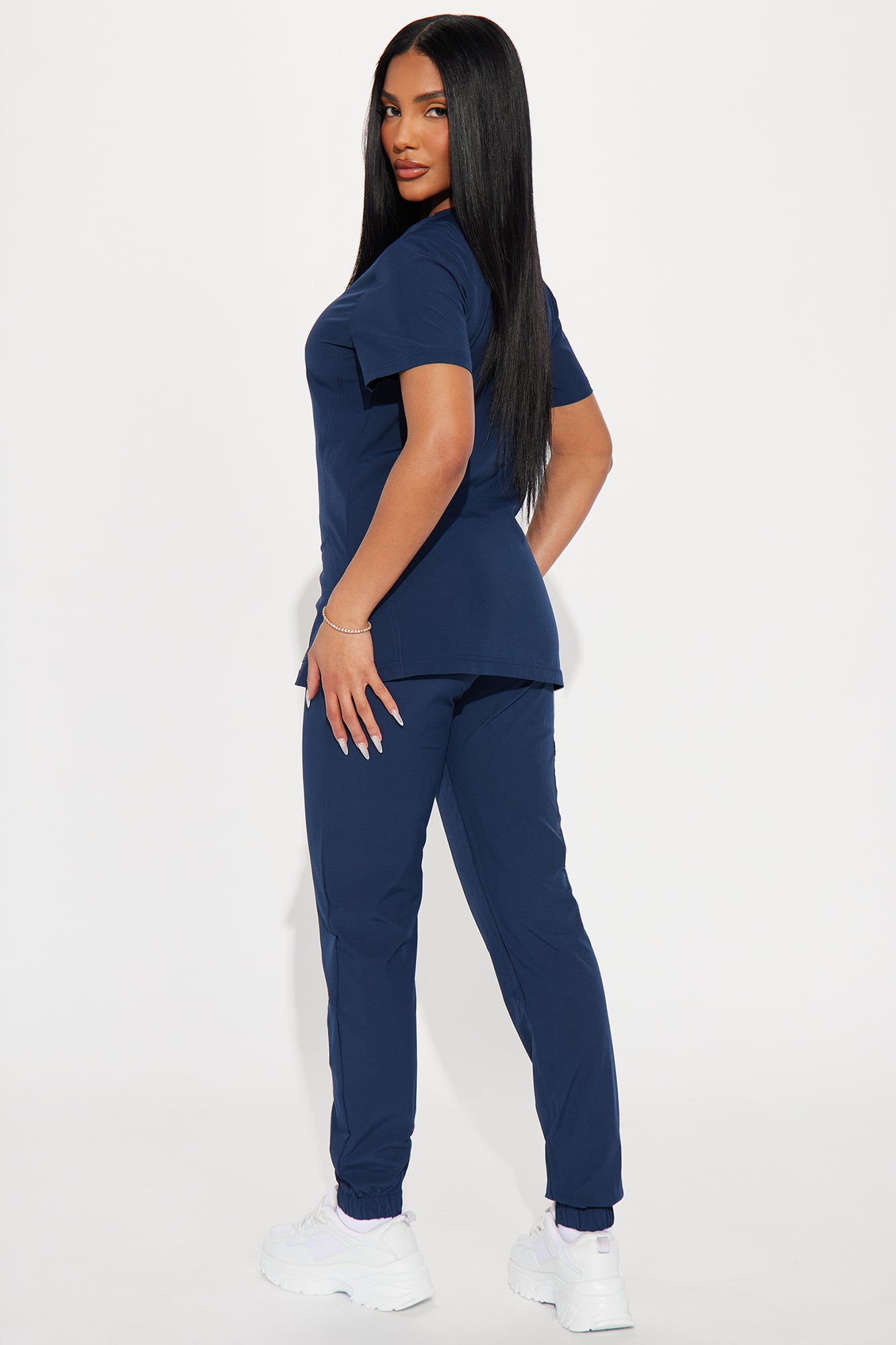 Care For You 4 Way Stretch Scrub Uniform Jogger Set - Navy - Image 3