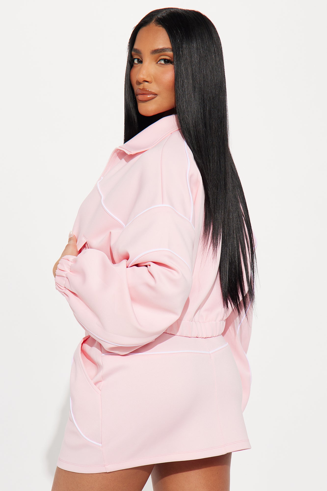 Jasmine Cropped Jacket - Pink - Image 3