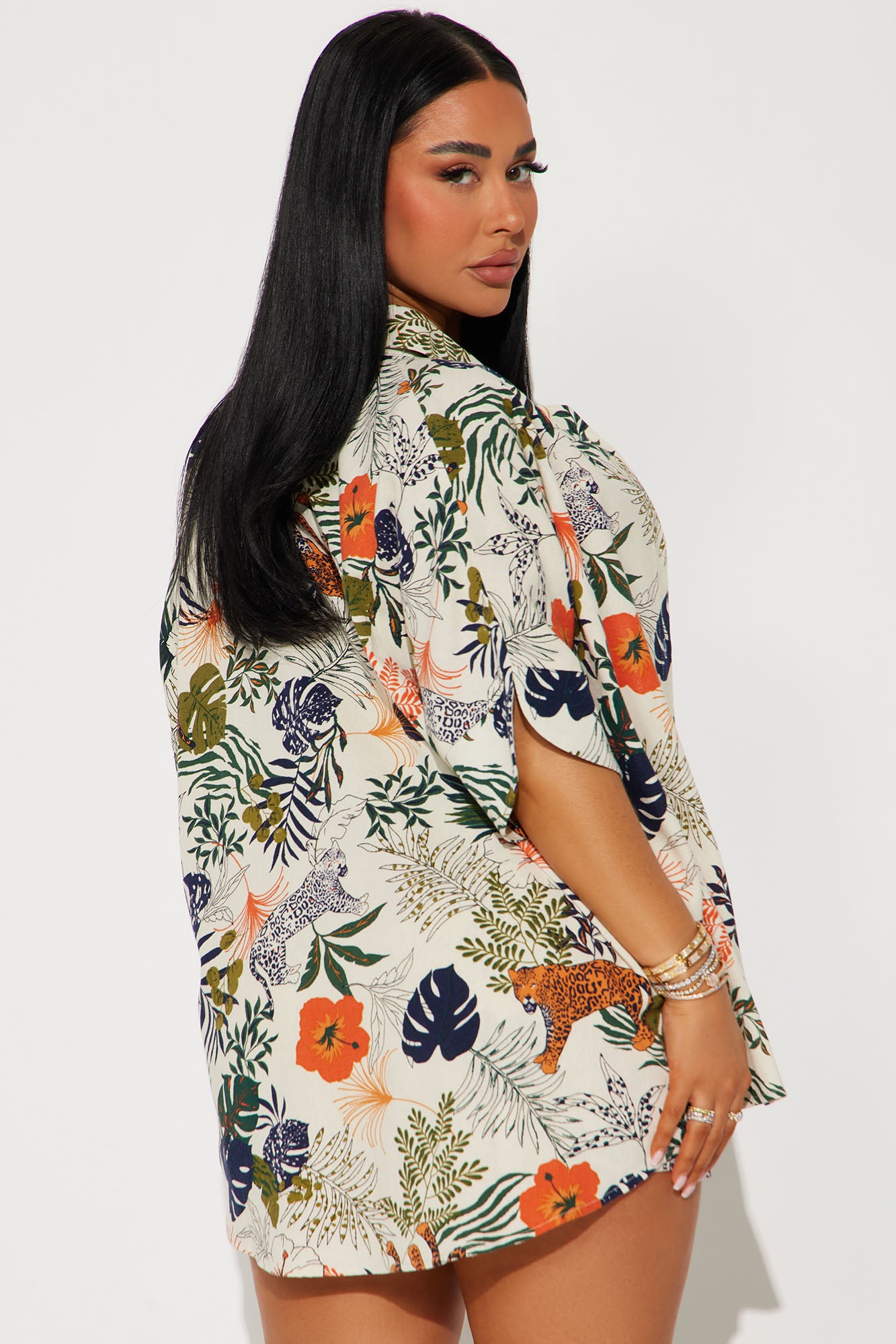 Rainforest Escape Linen Short Set - Multi Color - Image 3