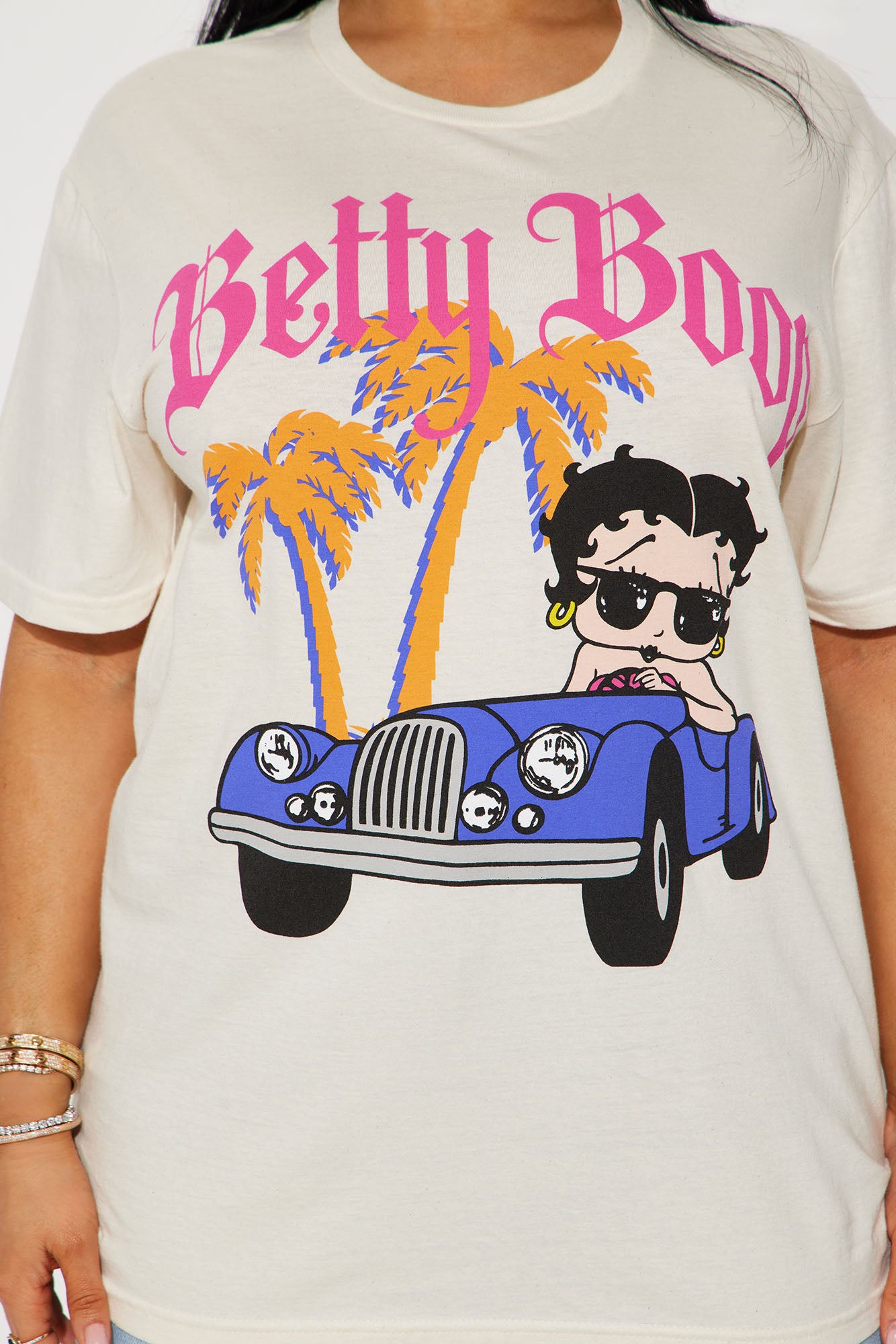 Betty Boop Blvd Oversized Tee - Cream - Image 4