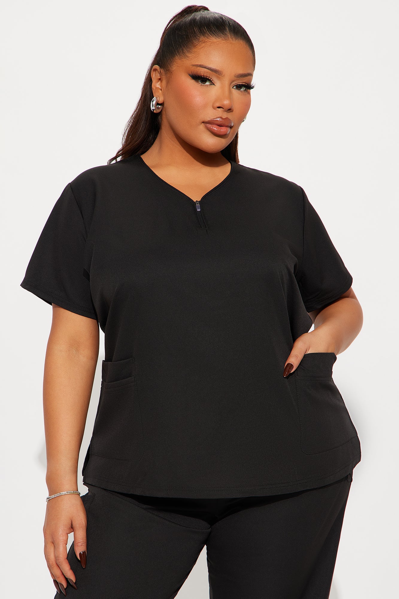 On The Daily 4 Way Stretch Scrub Uniform Jogger Set - Black - Image 5