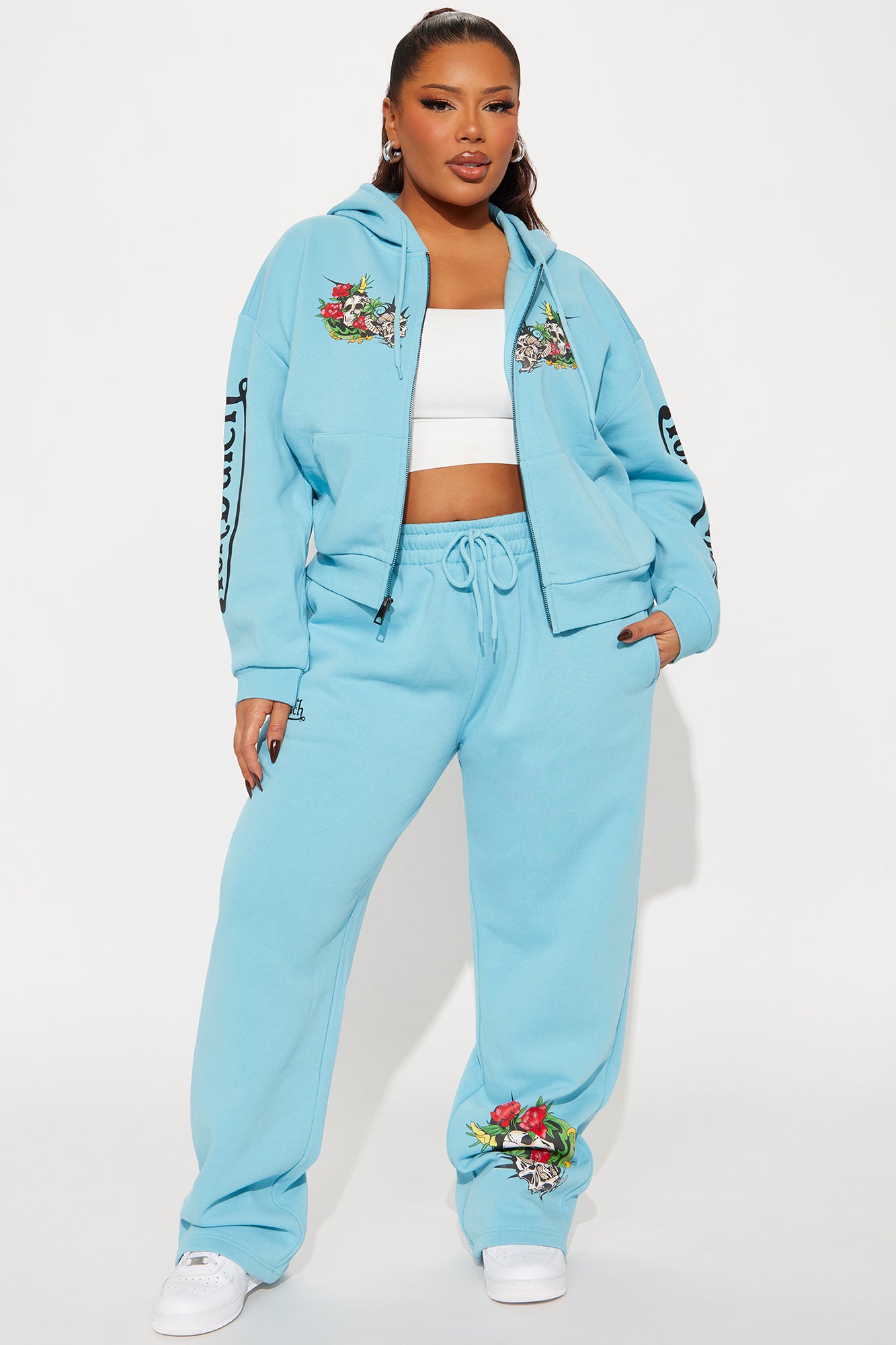 Von Dutch Skull Oasis Wide Leg Pant - Blue/combo - Image 5
