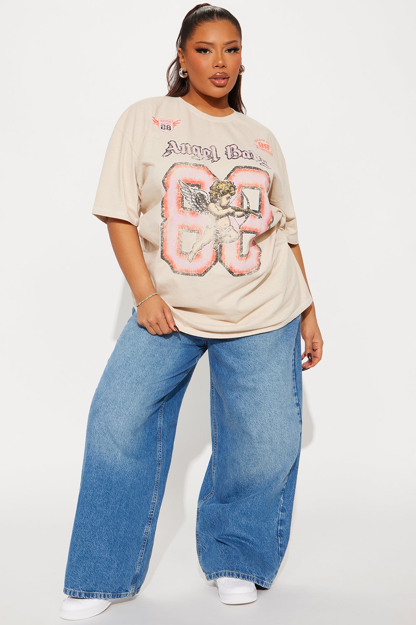 Angel Baby 88 Washed Oversized Tee - Sand - Image 5
