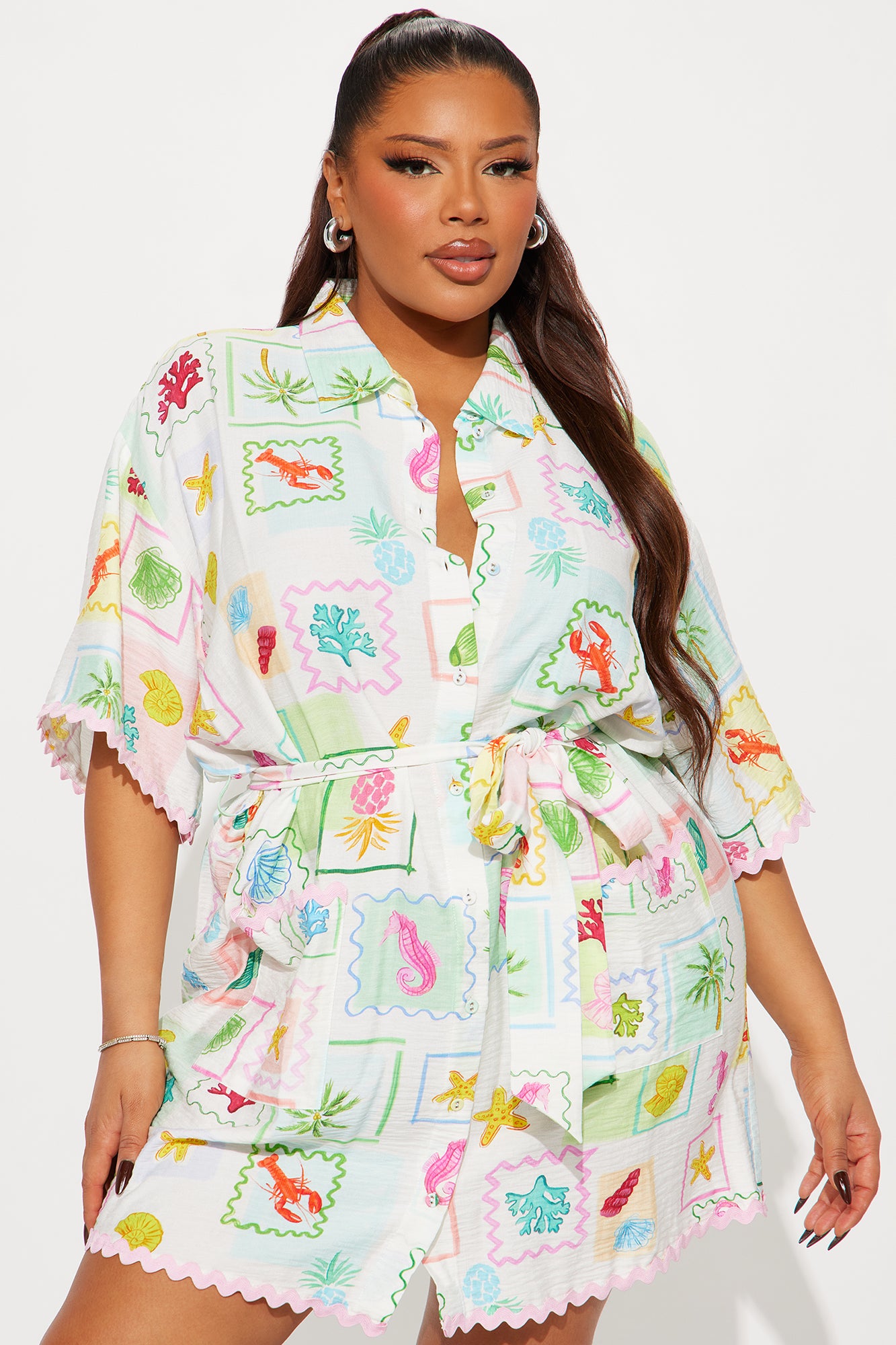 By The Shore Shirt Mini Dress - Multi Color - Image 4