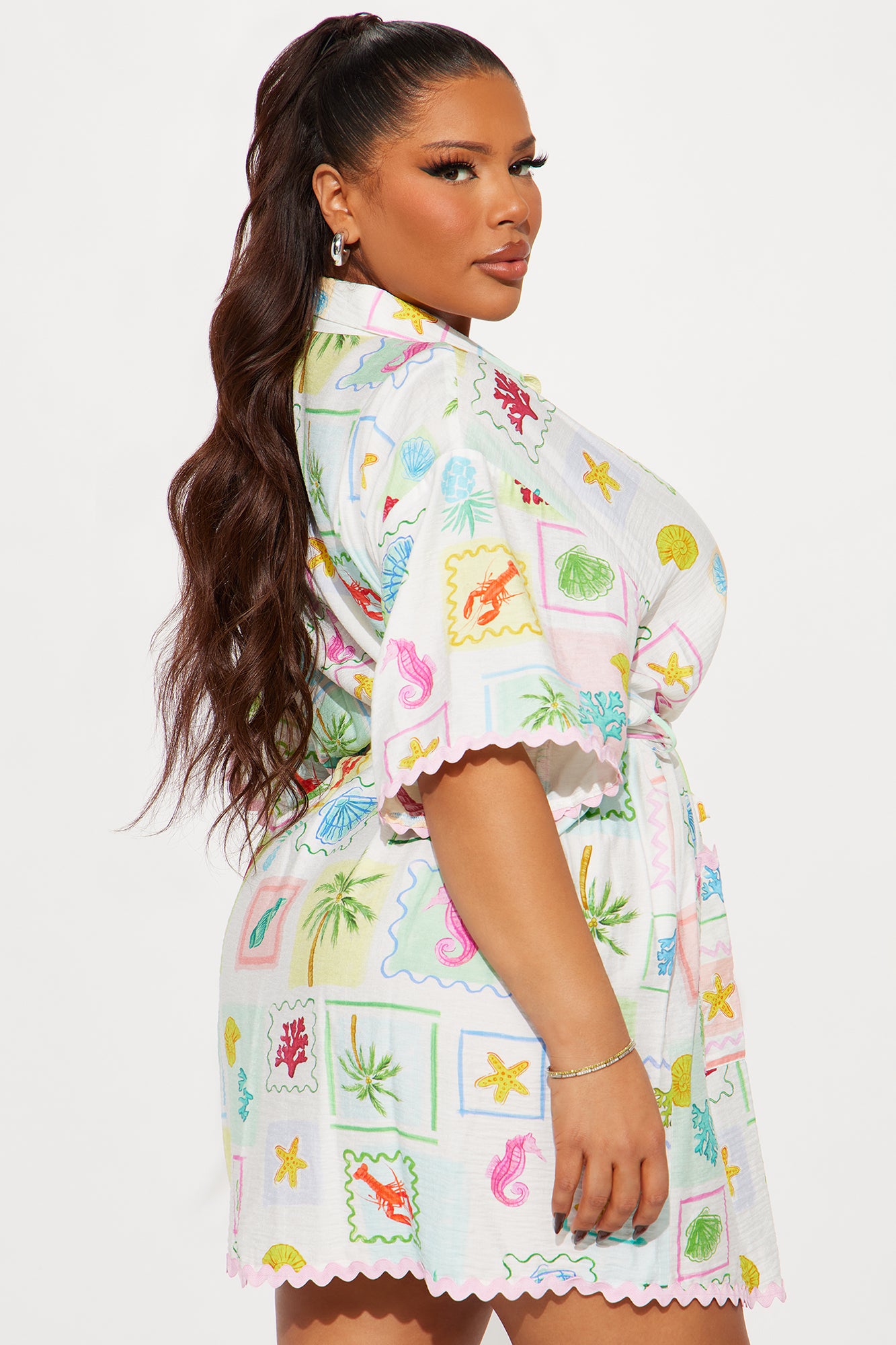 By The Shore Shirt Mini Dress - Multi Color - Image 6