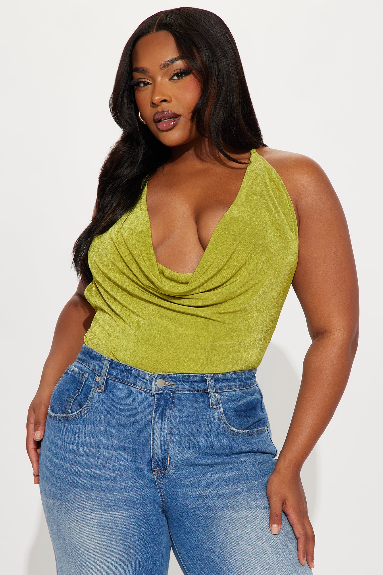Tyra Ruched Halter Bodysuit - Chartreuse - Image 7