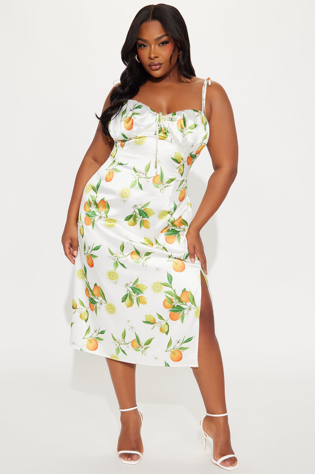 Fruitful Moments Satin Midi Dress - Multi Color - Image 4
