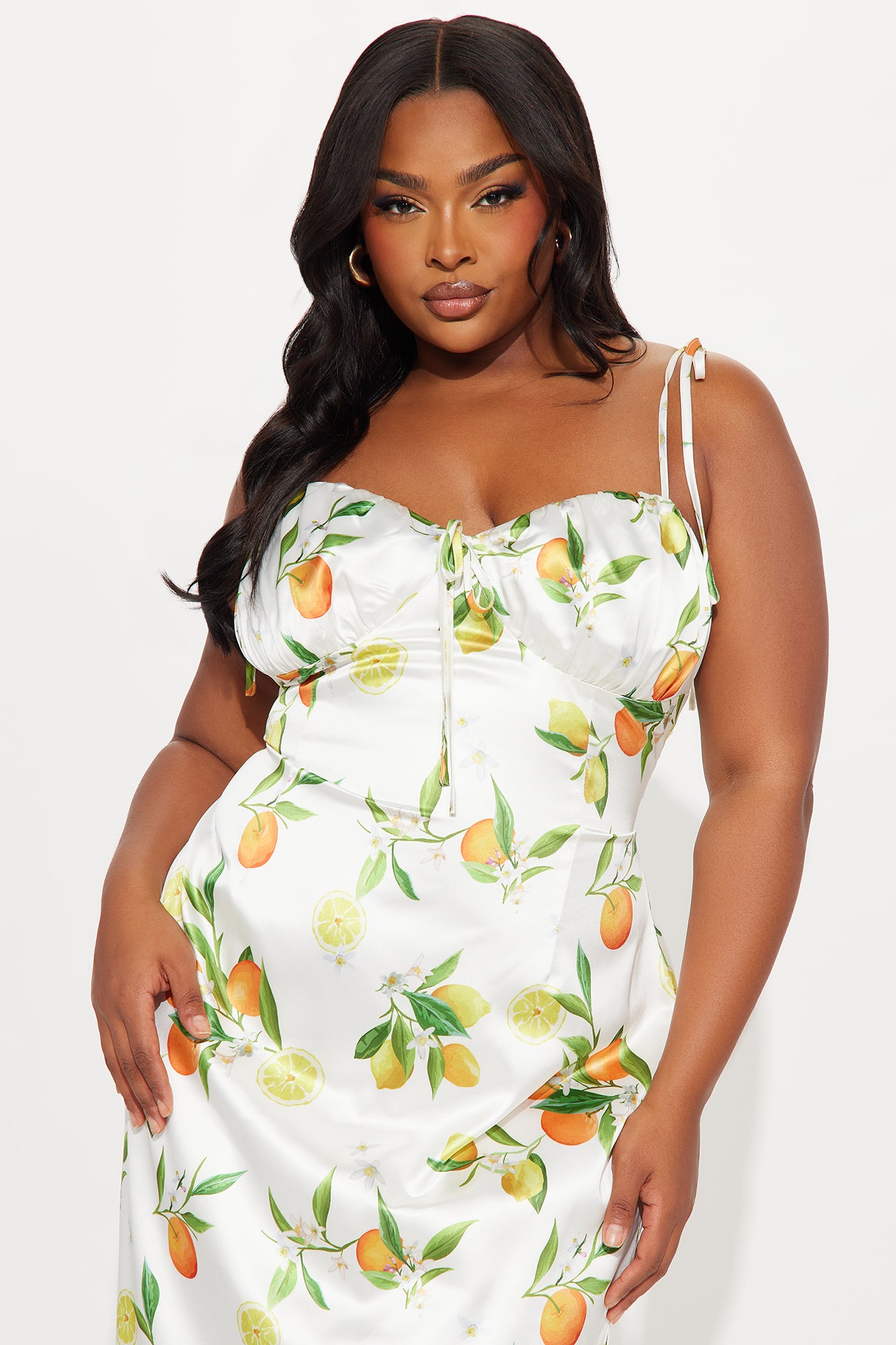 Fruitful Moments Satin Midi Dress - Multi Color - Image 5