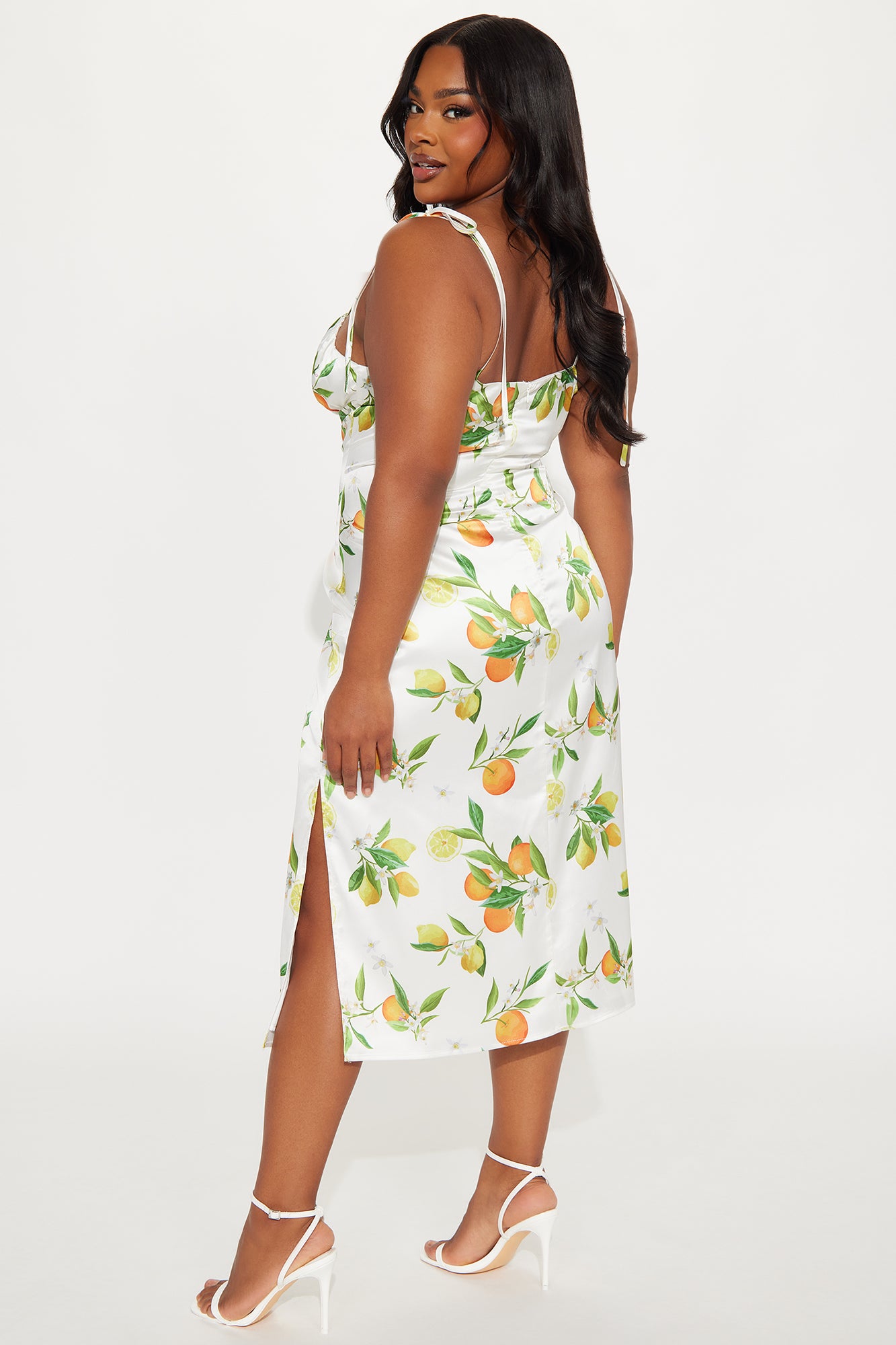 Fruitful Moments Satin Midi Dress - Multi Color - Image 6