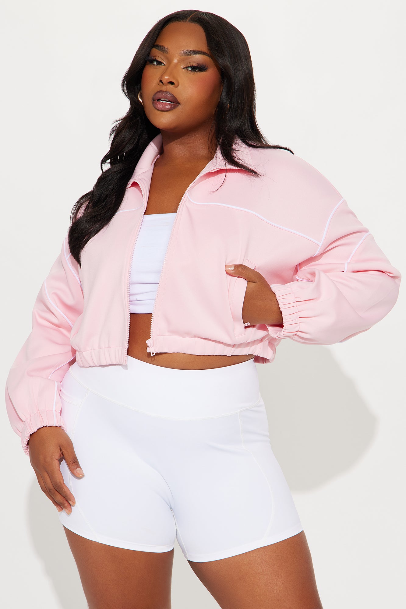 Jasmine Cropped Jacket - Pink - Image 4