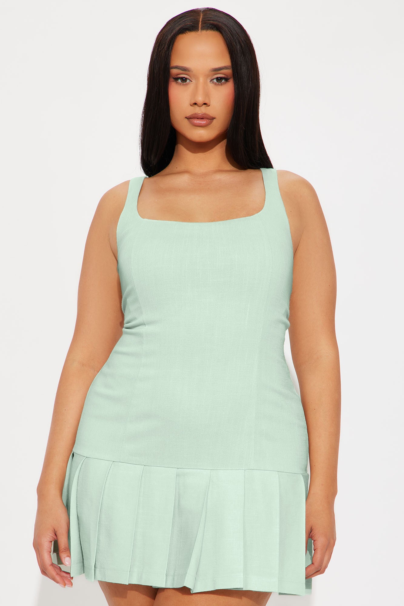 Cadence Stretch Linen Mini Dress - Sage - Image 5
