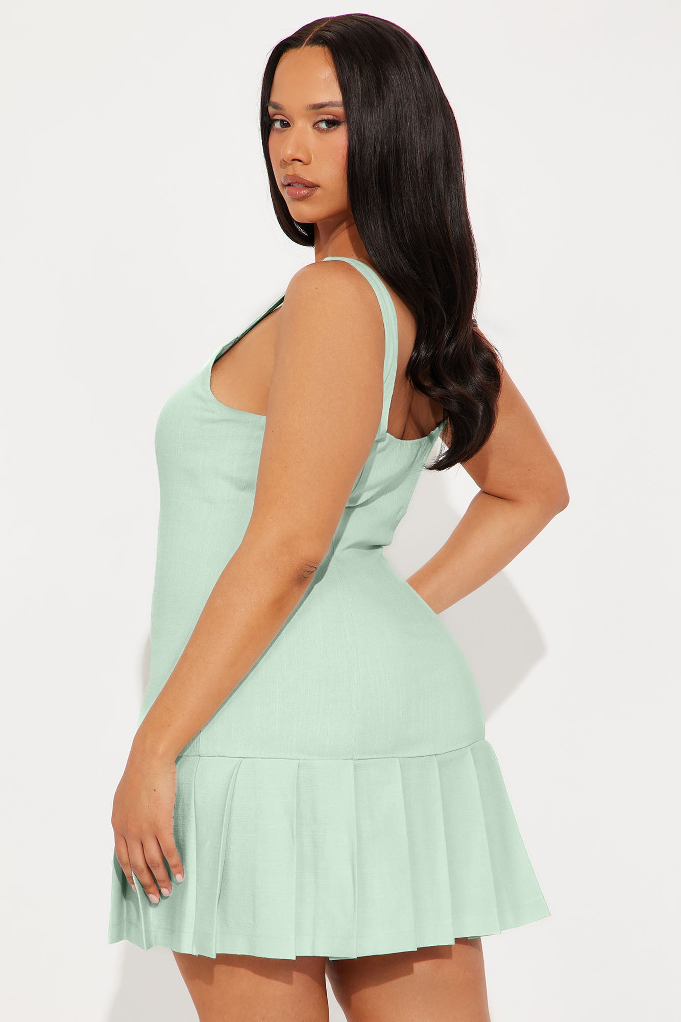 Cadence Stretch Linen Mini Dress - Sage - Image 6