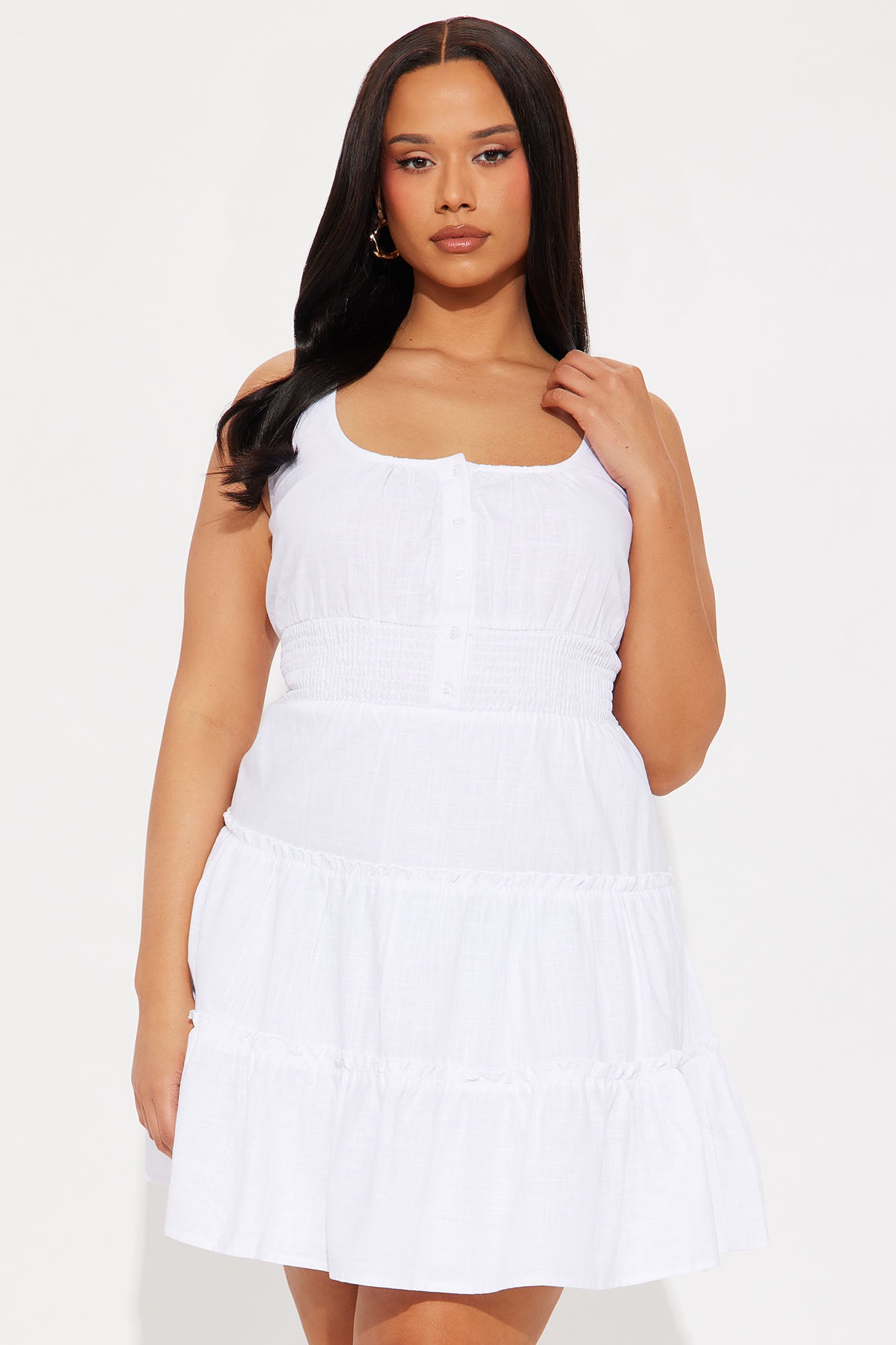 Chasing Daylight Linen Mini Dress - White - Image 5