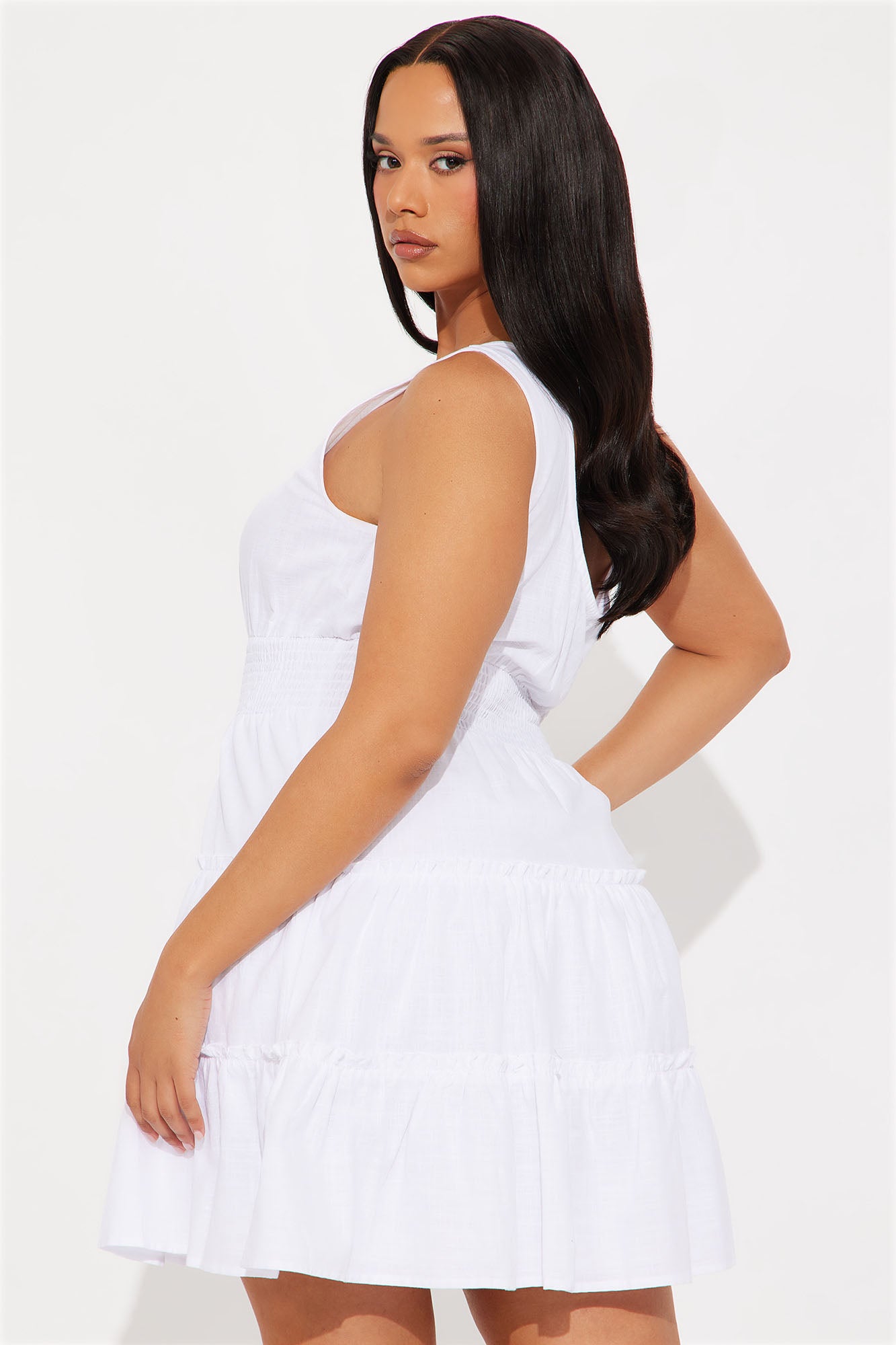 Chasing Daylight Linen Mini Dress - White - Image 6
