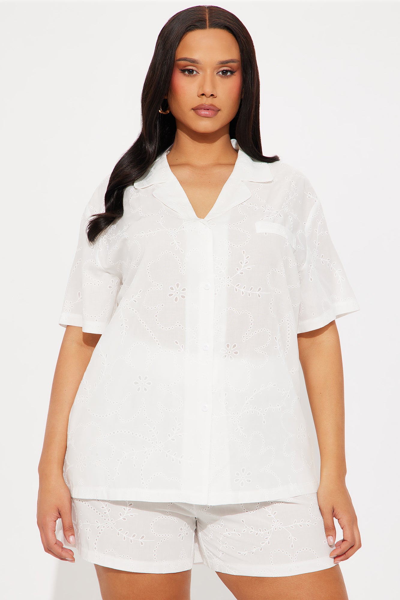 Summer Nights Eyelet PJ Short Set - White - Image 4
