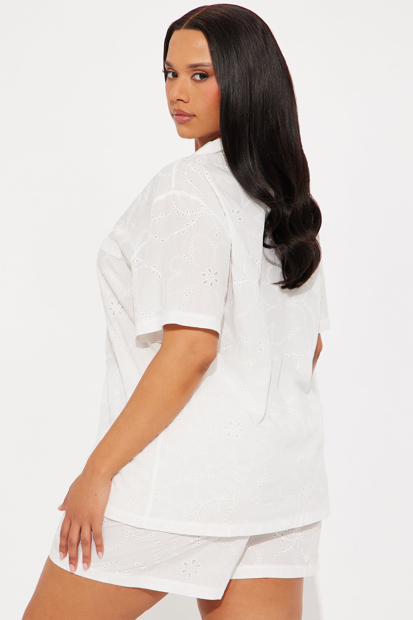 Summer Nights Eyelet PJ Short Set - White - Image 5