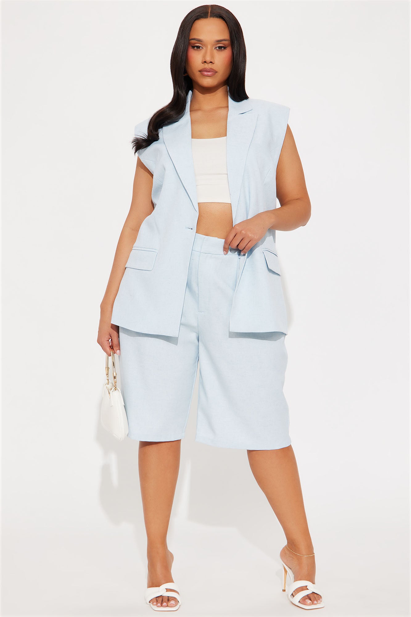 Paloma Linen Vest - Light Blue - Image 5