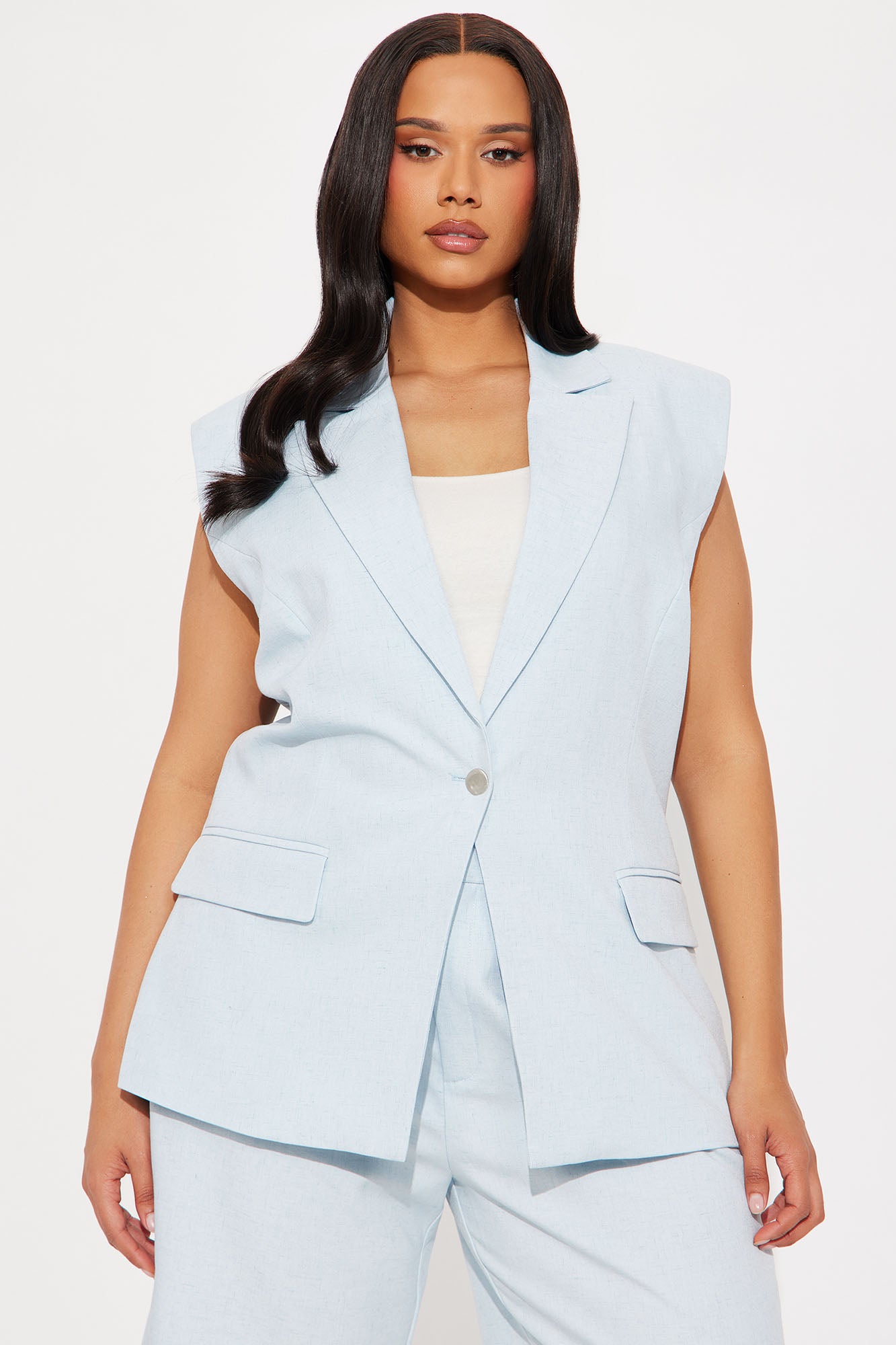 Paloma Linen Vest - Light Blue - Image 4