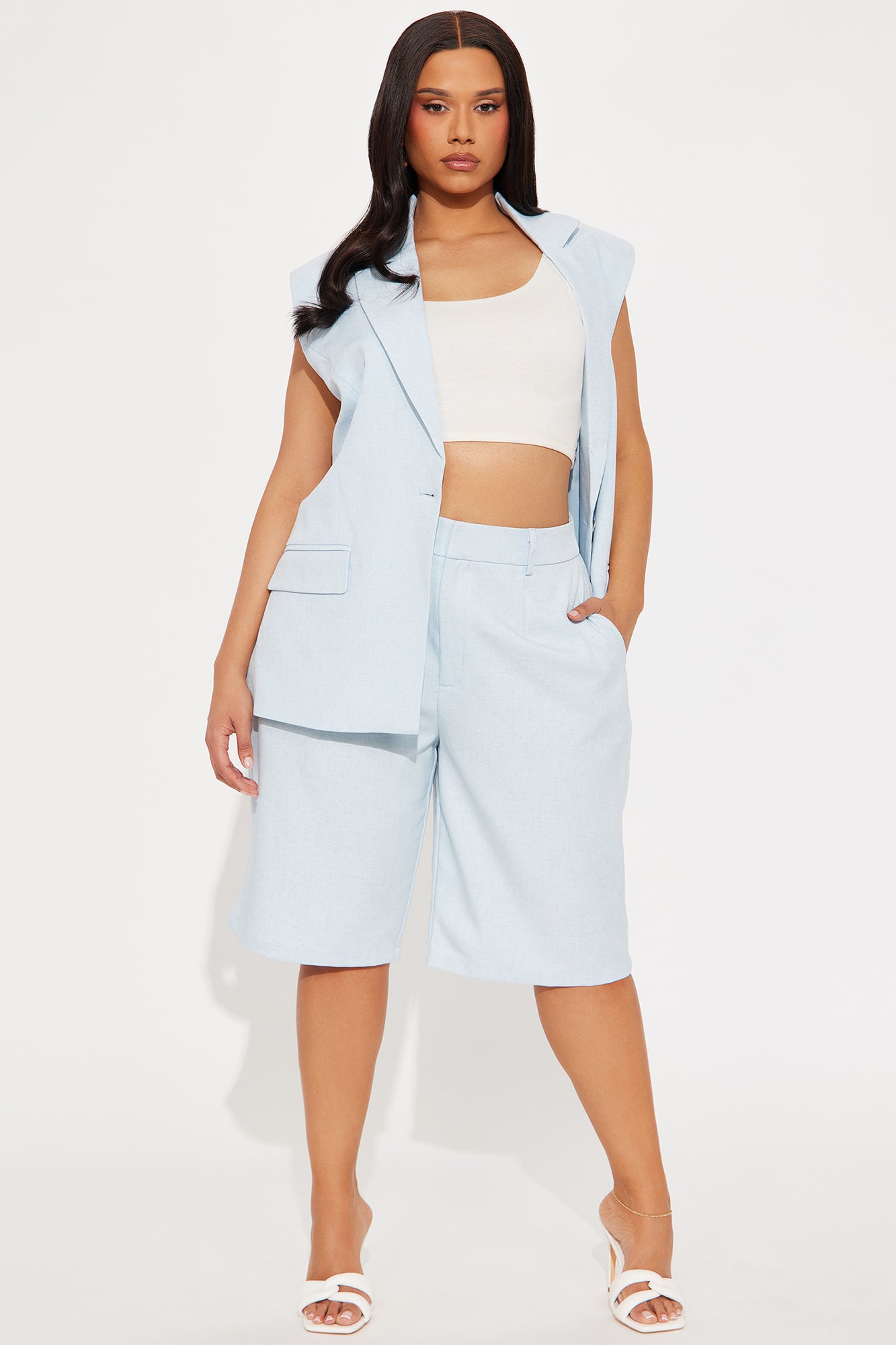 Paloma Linen Bermuda Short - Light Blue - Image 4