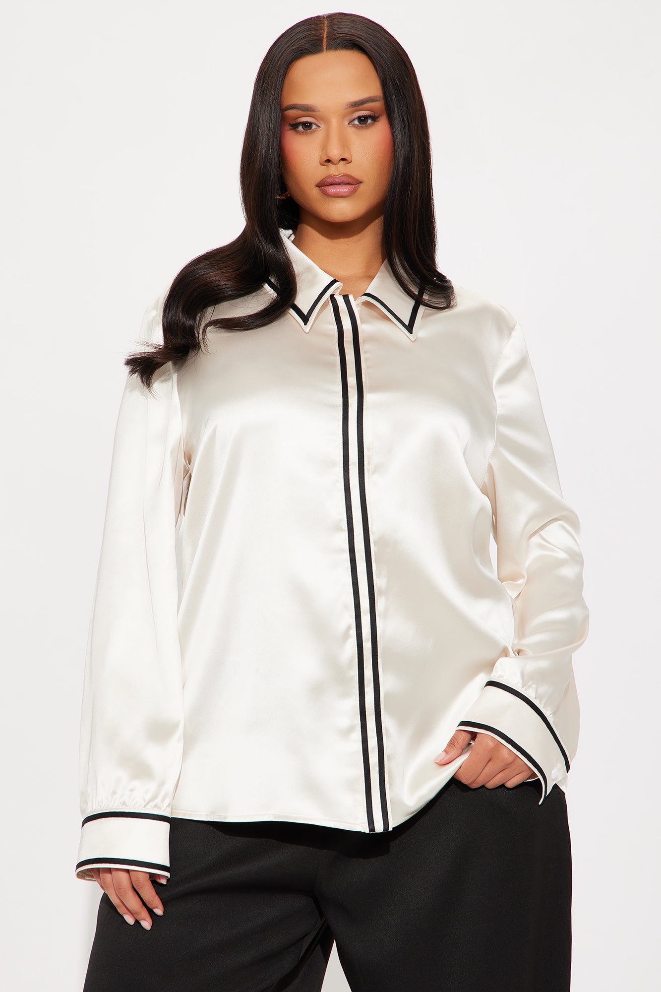 Count Me In Satin Shirt - Cream - Image 4
