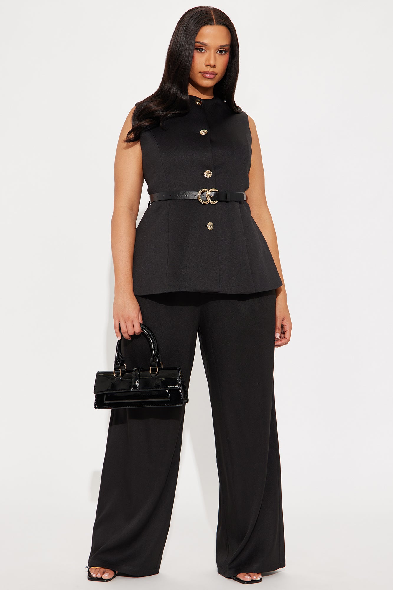 Booked And Busy Belted Vest Top - Black - Image 5
