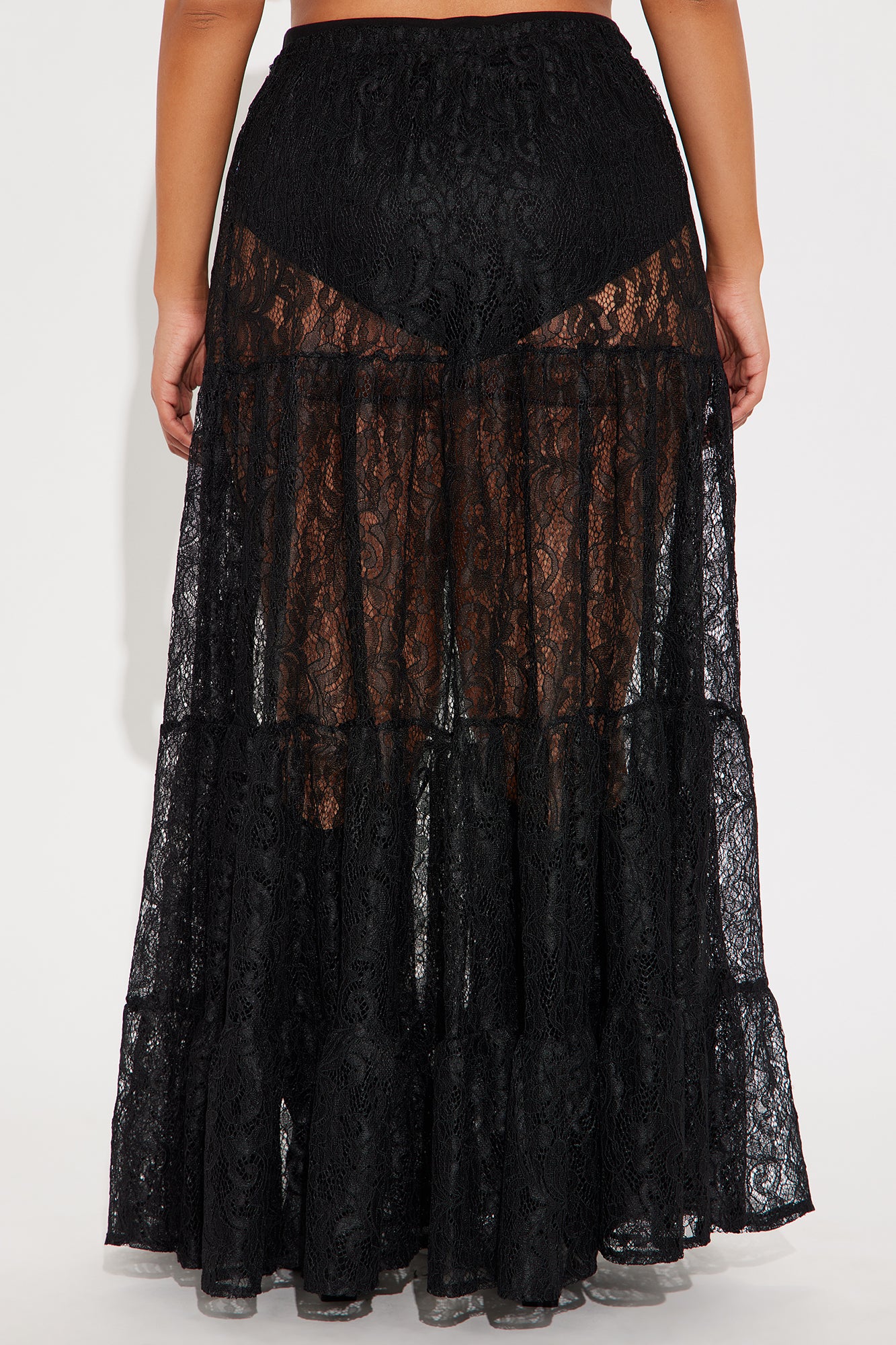 Victoria Lace Tiered Maxi Skirt - Black - Image 6