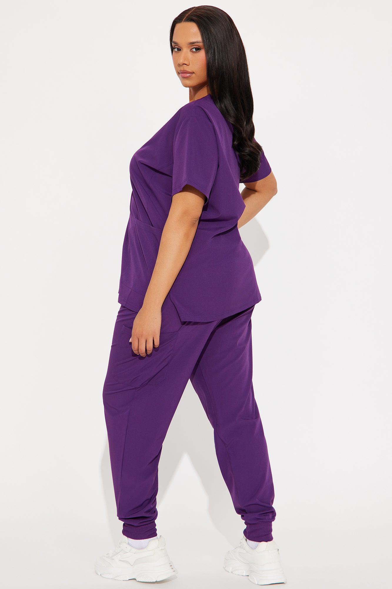 Essential 4 Way Stretch Scrub Uniform Jogger Set - Eggplant - Image 6