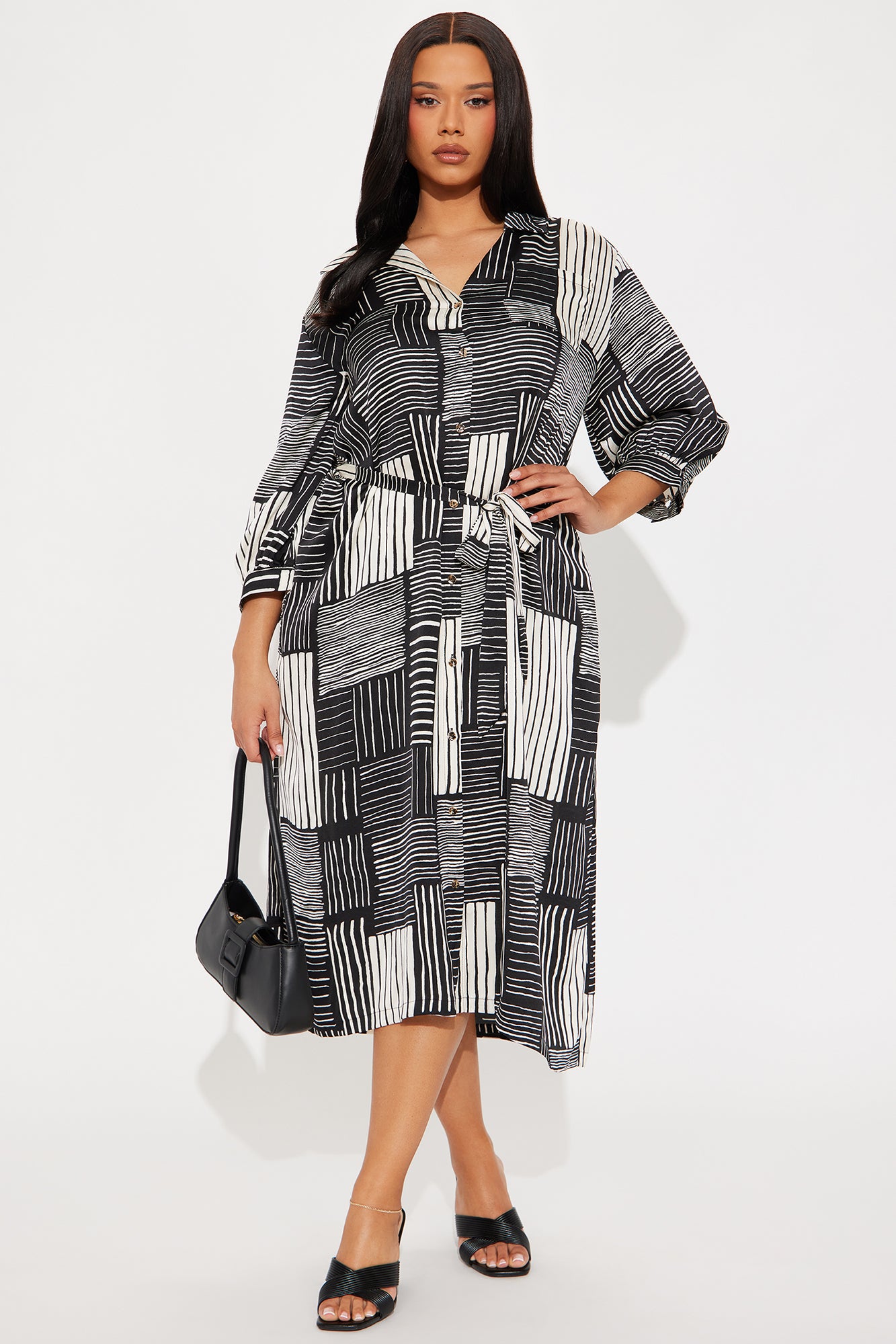 Wyonna Tie Waist Midi Dress - Taupe/combo - Image 4