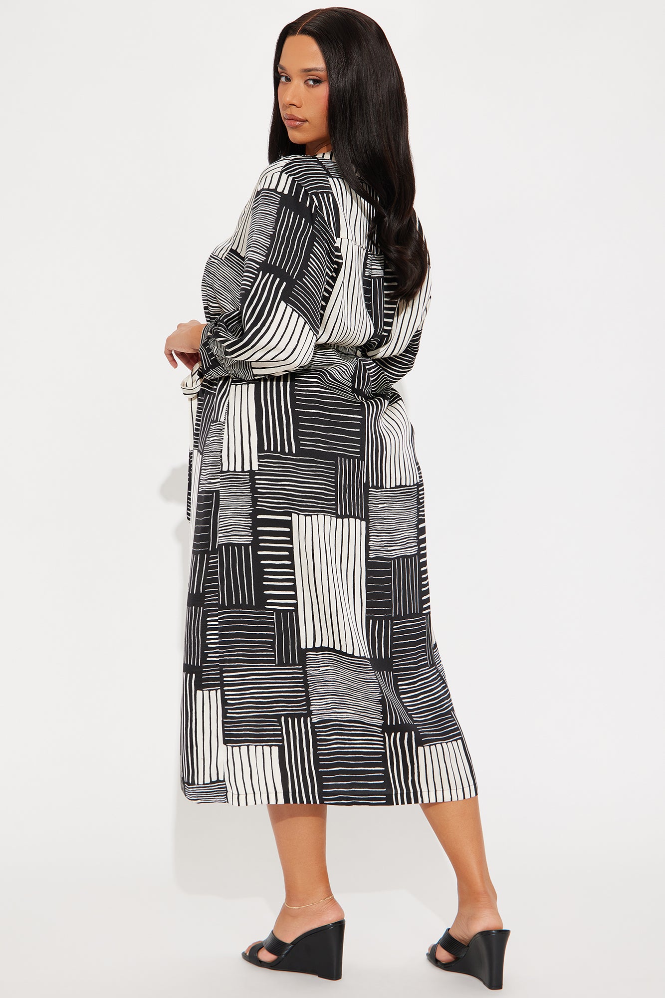 Wyonna Tie Waist Midi Dress - Taupe/combo - Image 6