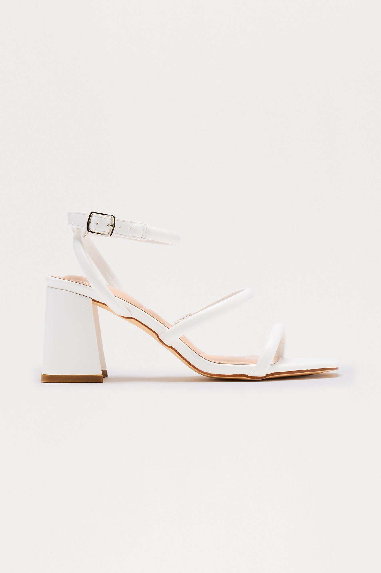 Brinkley Ankle Strap Block Heels - White - Image 3
