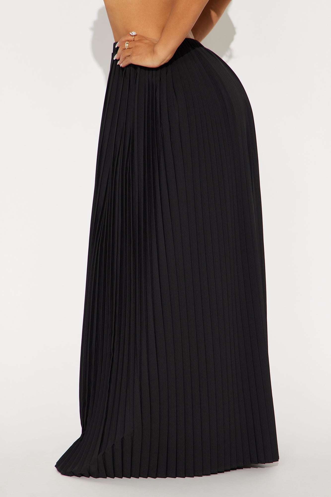 Jamie Pleated Maxi Skirt - Black - Image 3
