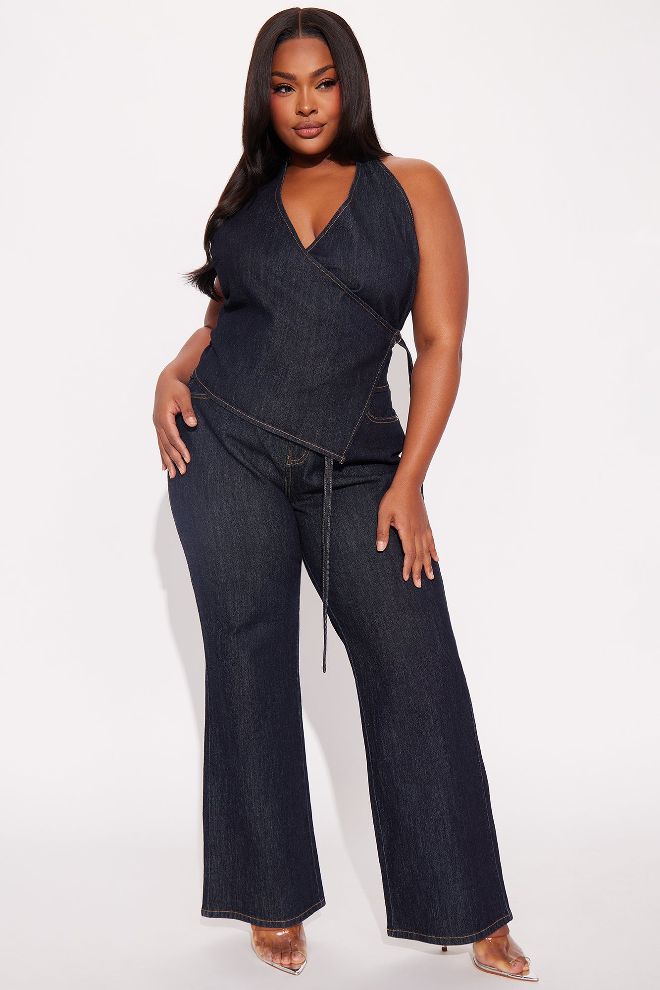 Angela Denim Pant Set - Dark Denim - Image 4