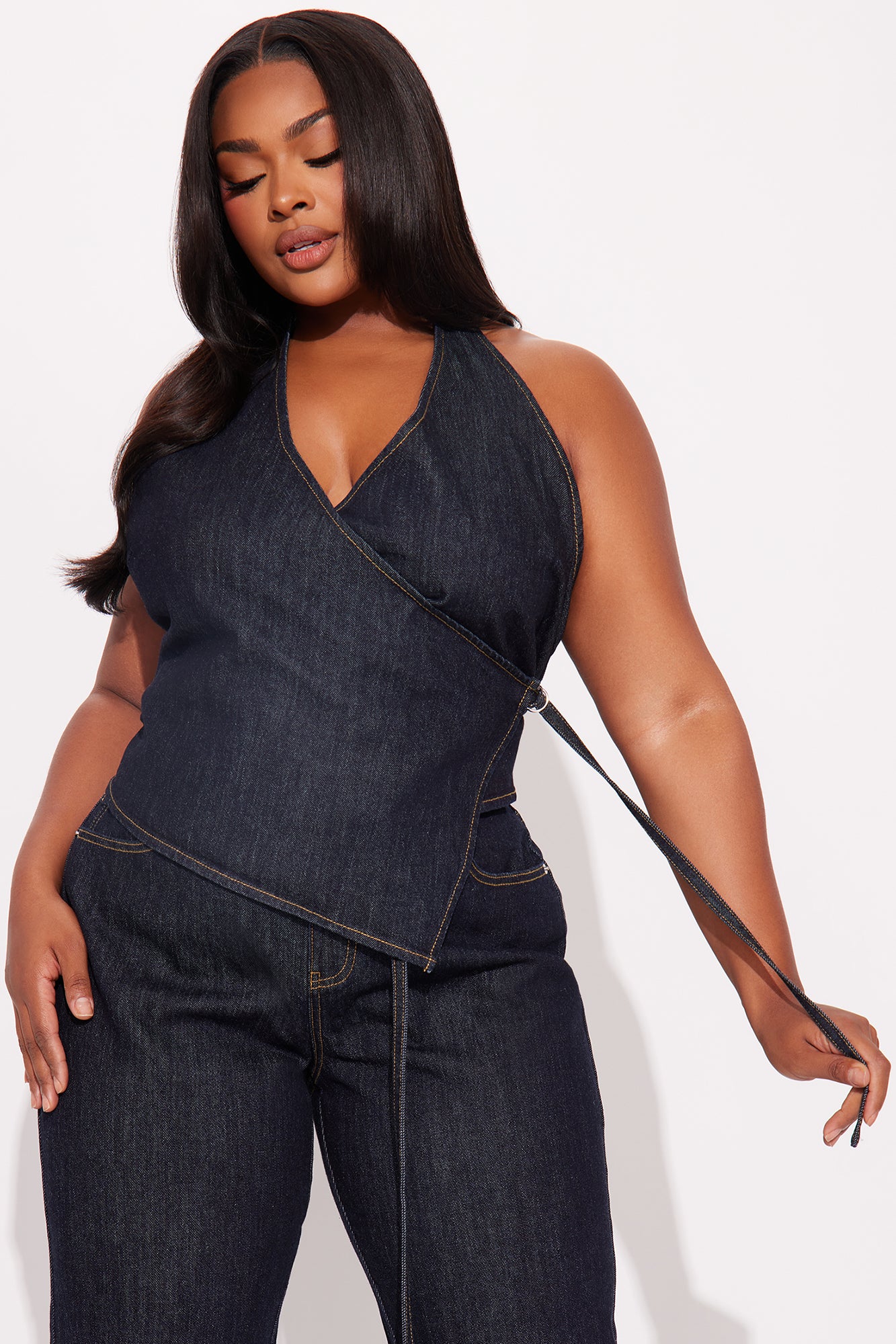Angela Denim Pant Set - Dark Denim - Image 5