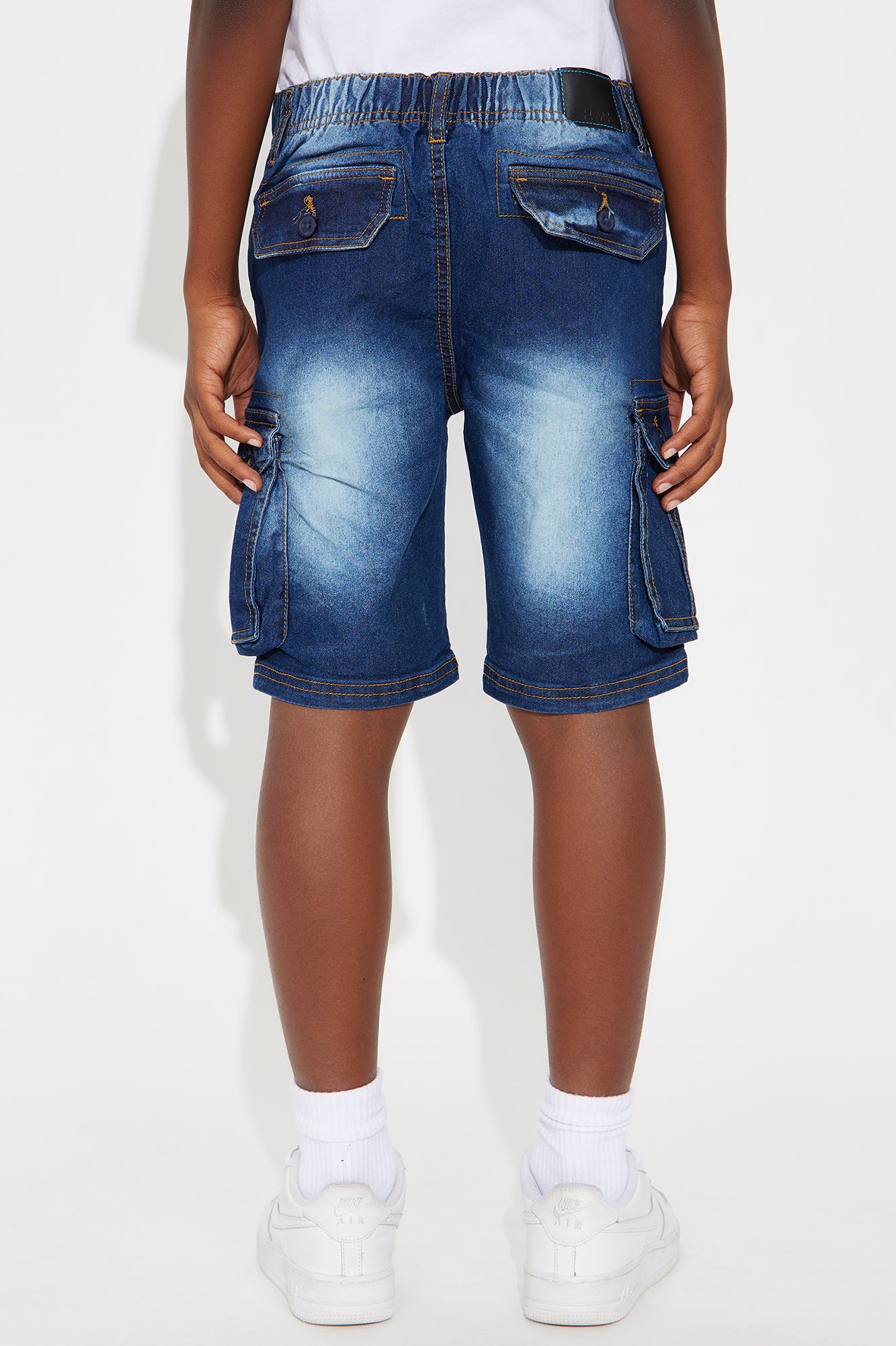 Mini Eric Denim Cargo Shorts - Medium Wash - Image 3