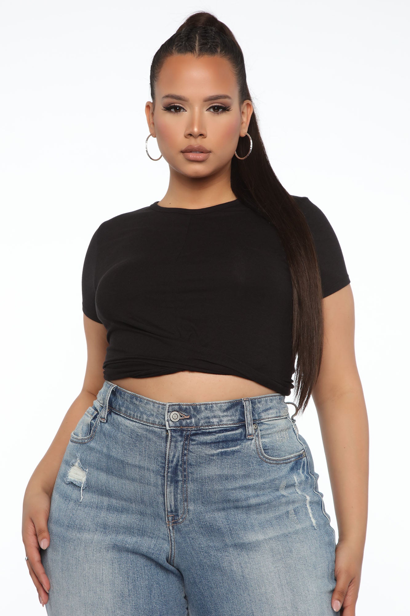 Holly Twist Front Tee - Black - Image 5