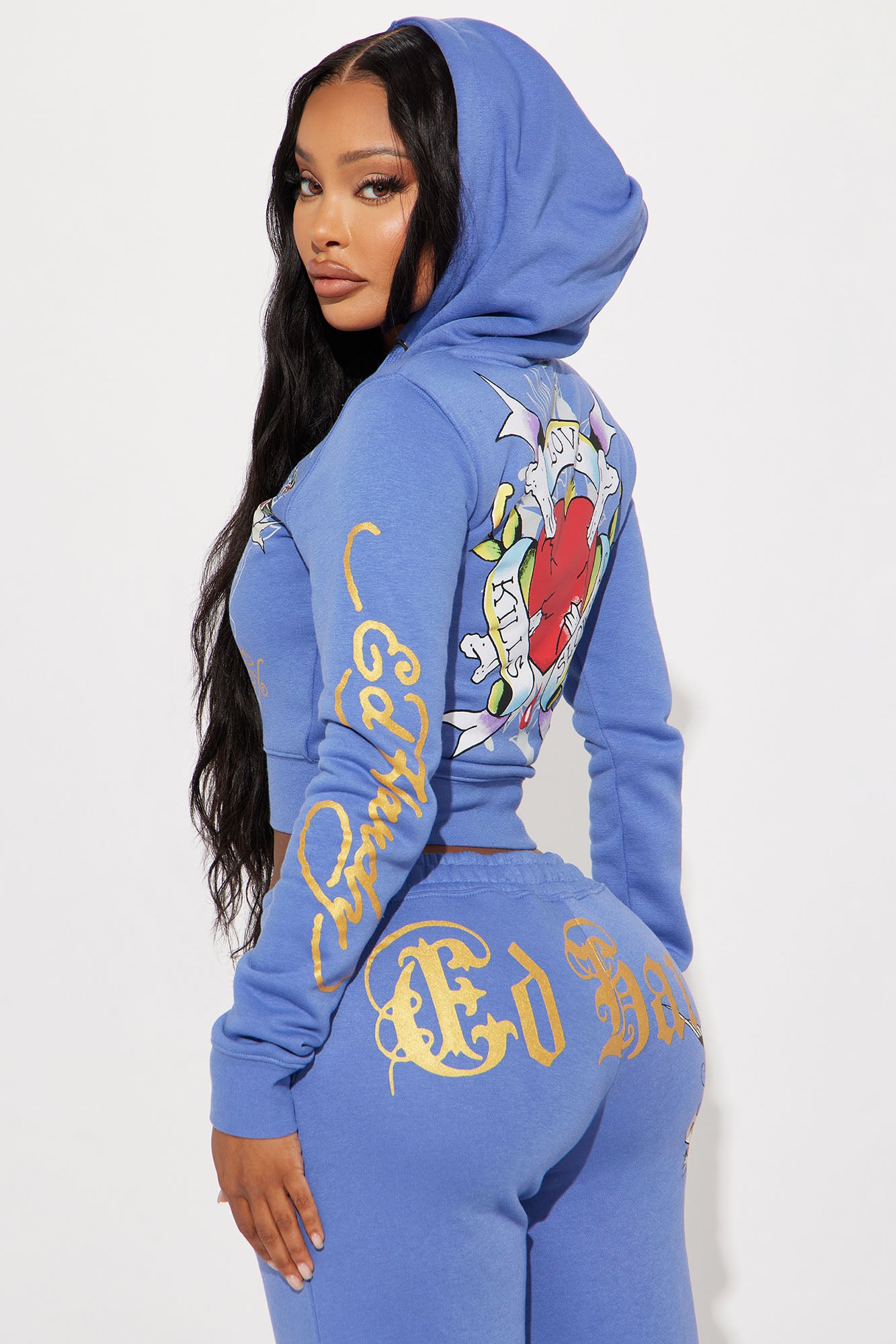 Ed Hardy Free Bird Zip Up Hoodie - Blue - Image 4